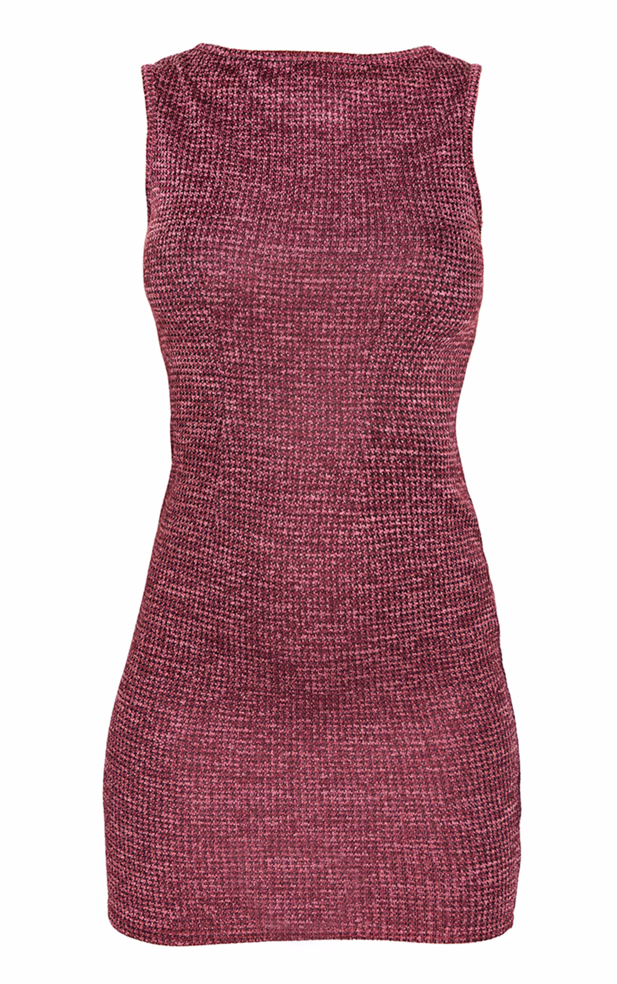 Burgundy Textured Sleeveless Bodycon Dress