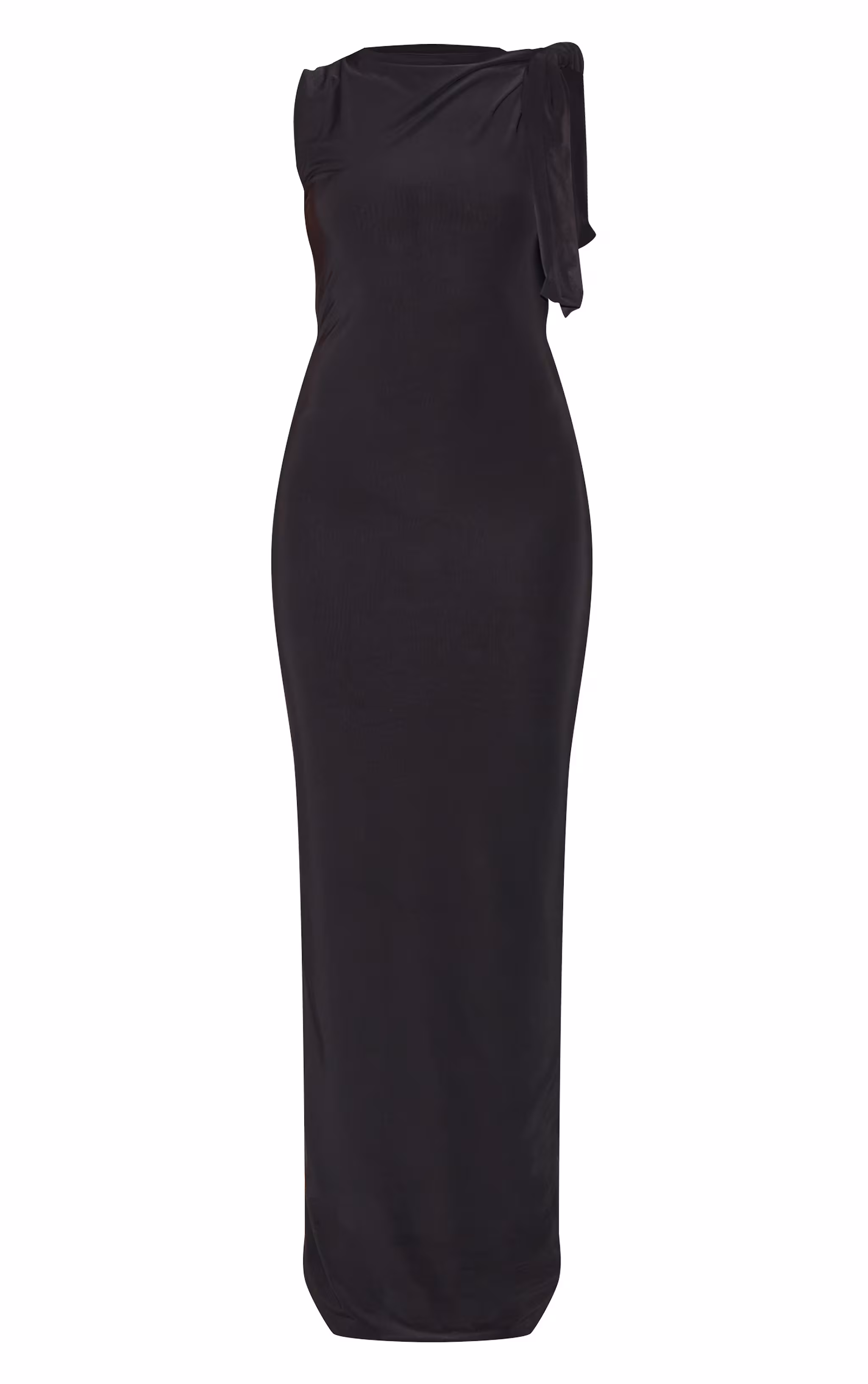 Black Slinky Knot Drape Midaxi Dress