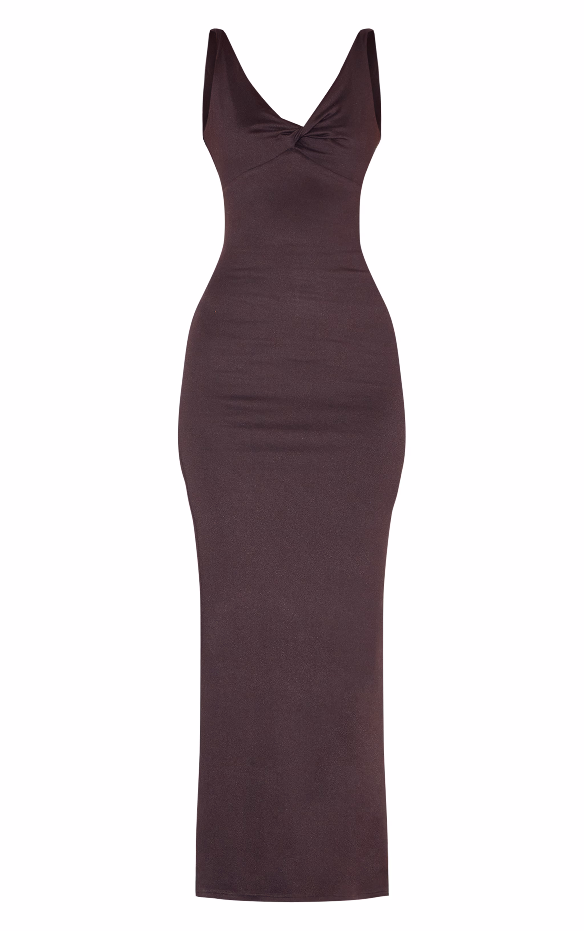 Chocolate Double Contour Twist Bust Detail Maxi Dress