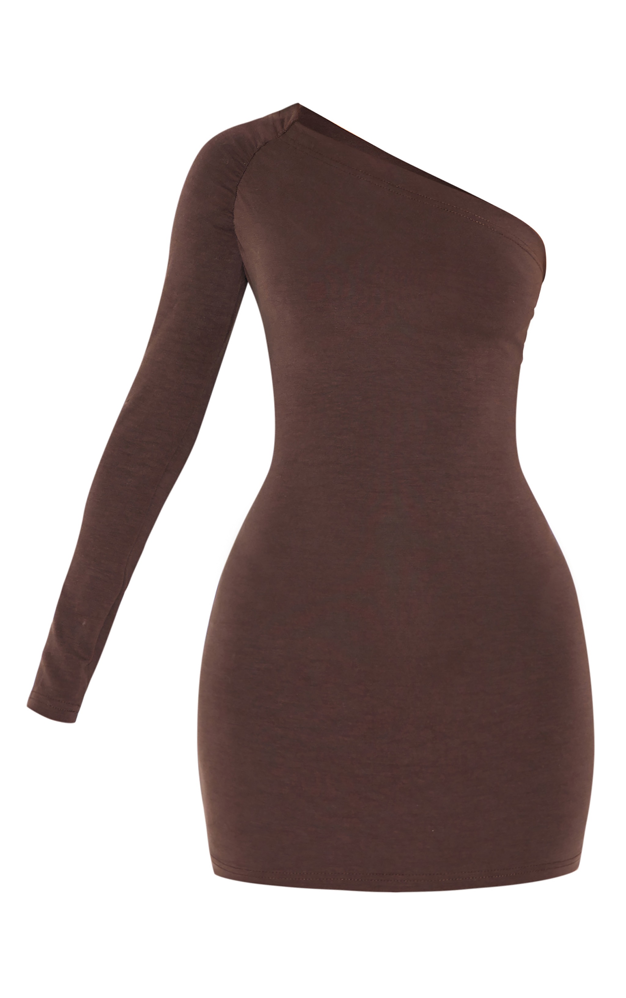 Petite Chocolate Modal One Shoulder Ruched Bodycon Mini Dress
