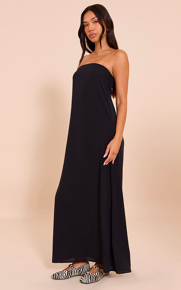 Black Bandeau Column Maxi Dress