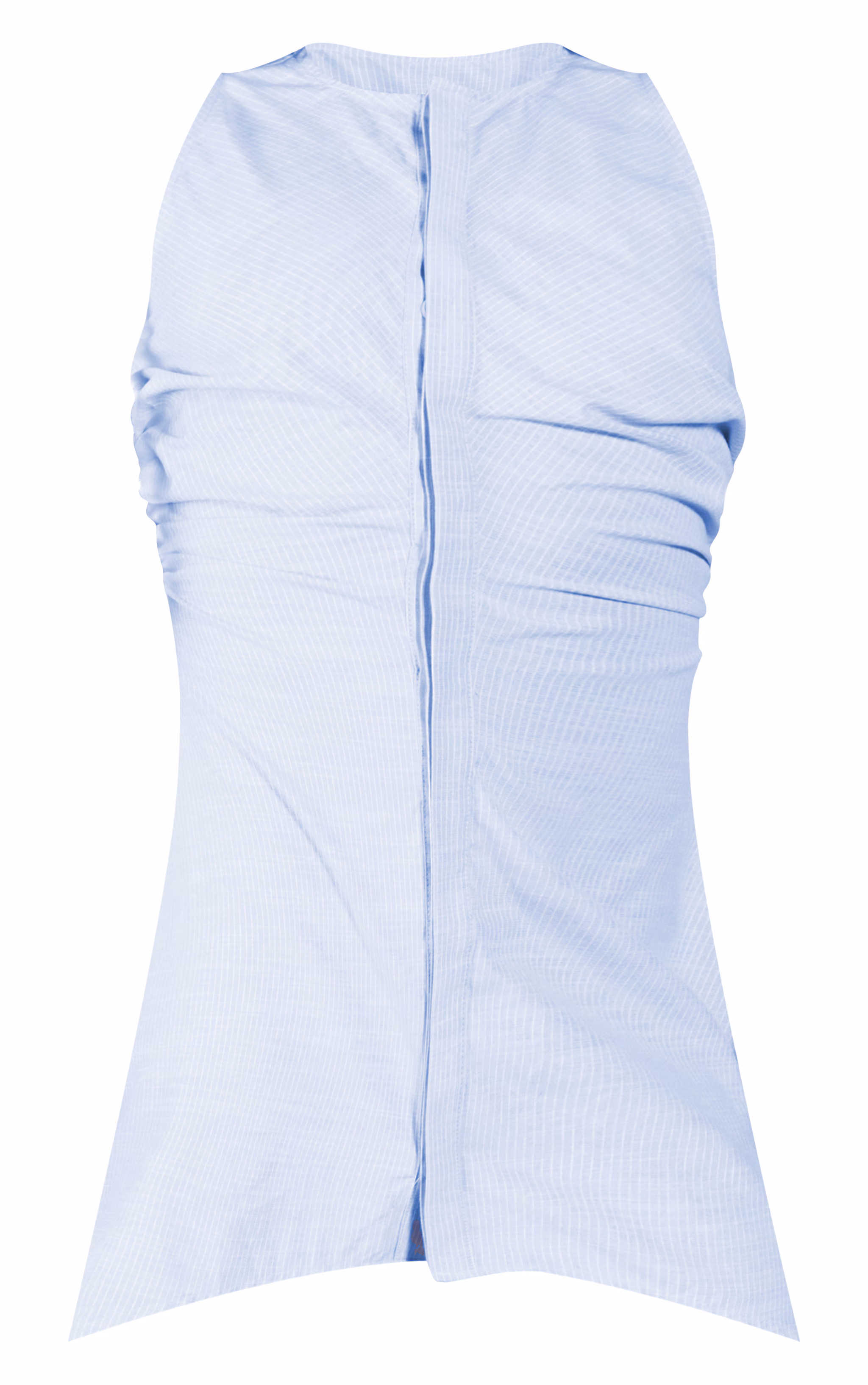 Sky Blue Striped Cotton Ruched Detail Bodycon Dress
