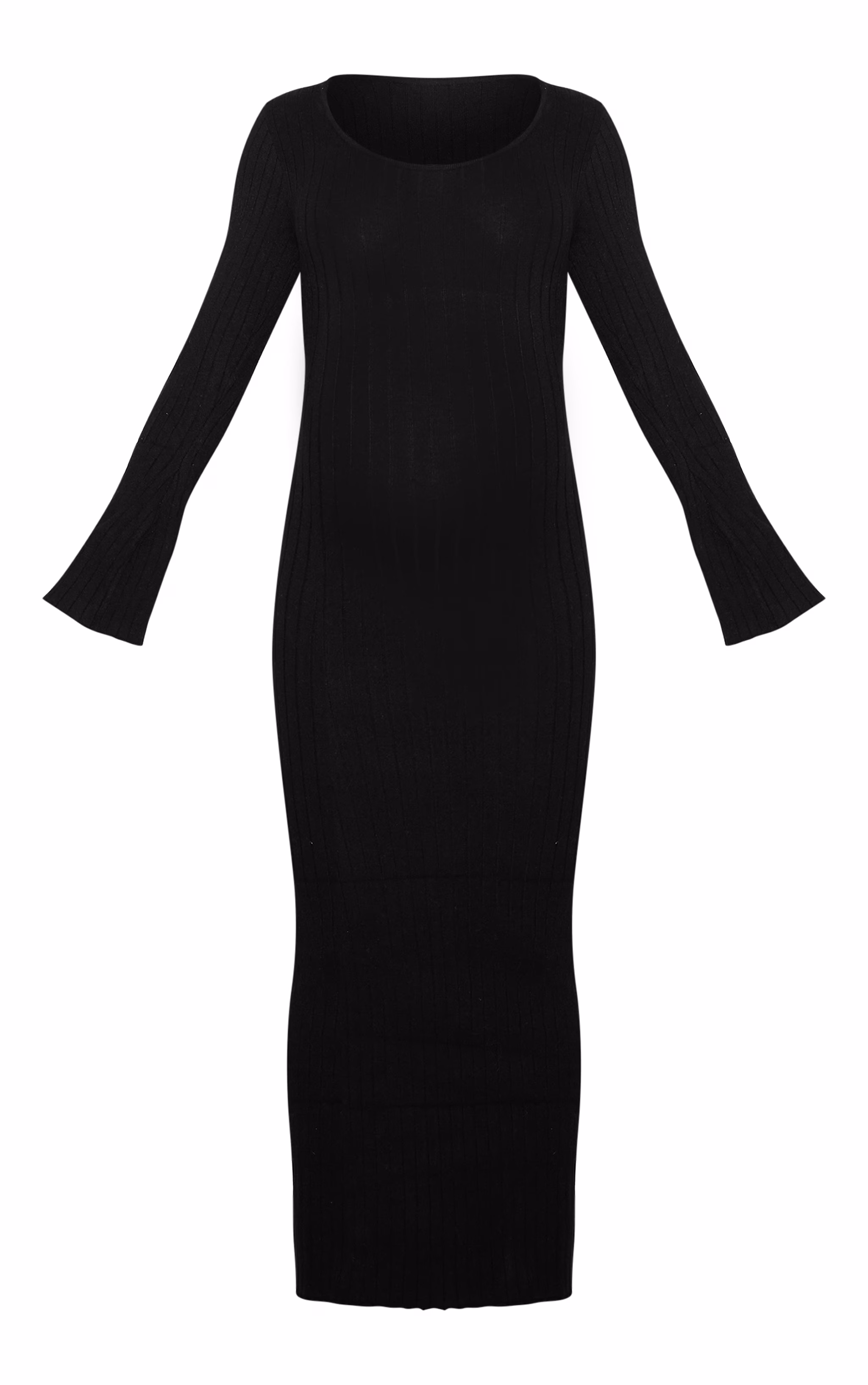 Maternity Black Knitted Scoop Neck Midaxi Dress