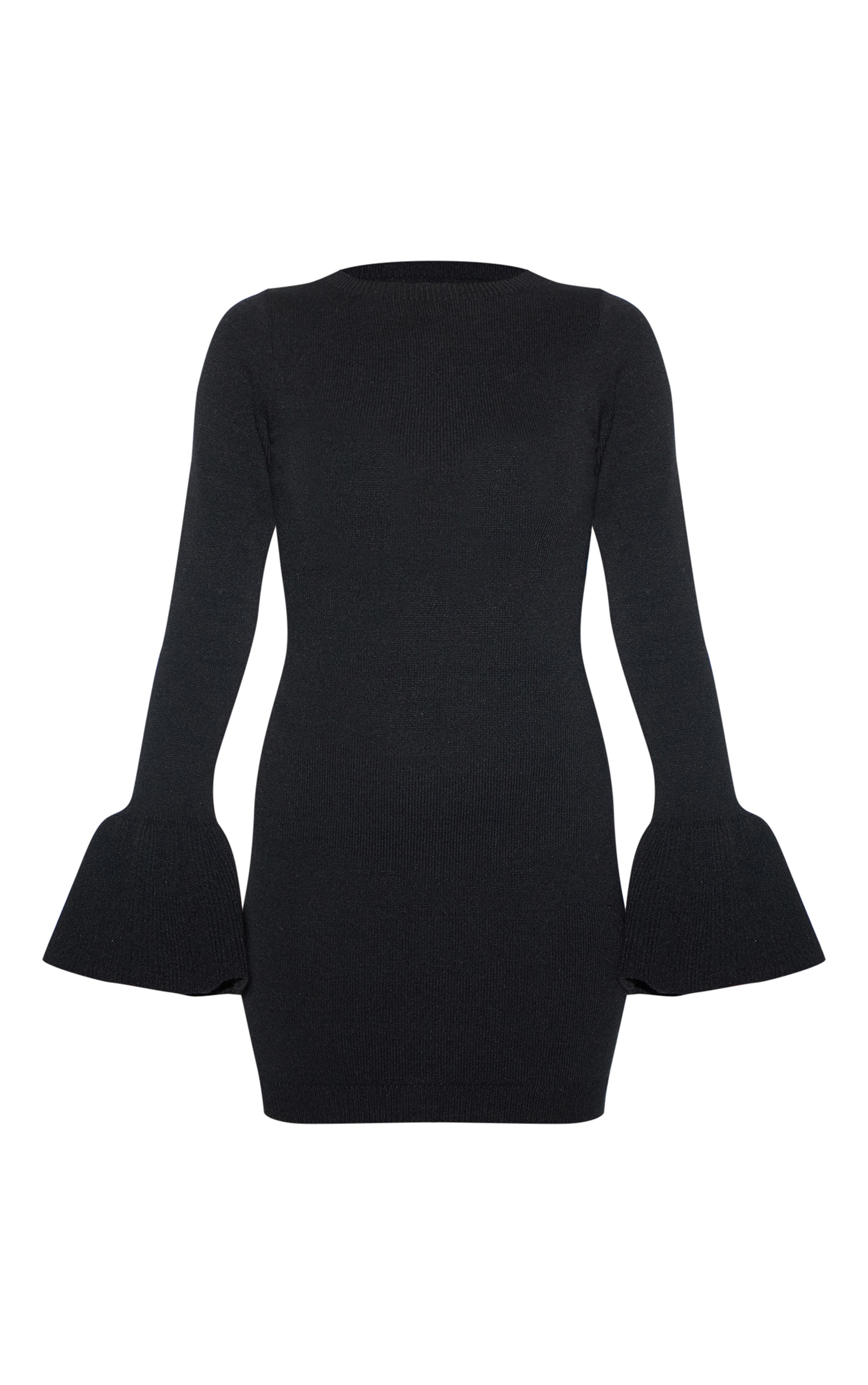 Petite Black Fine Knit Boatneck Mini Dress