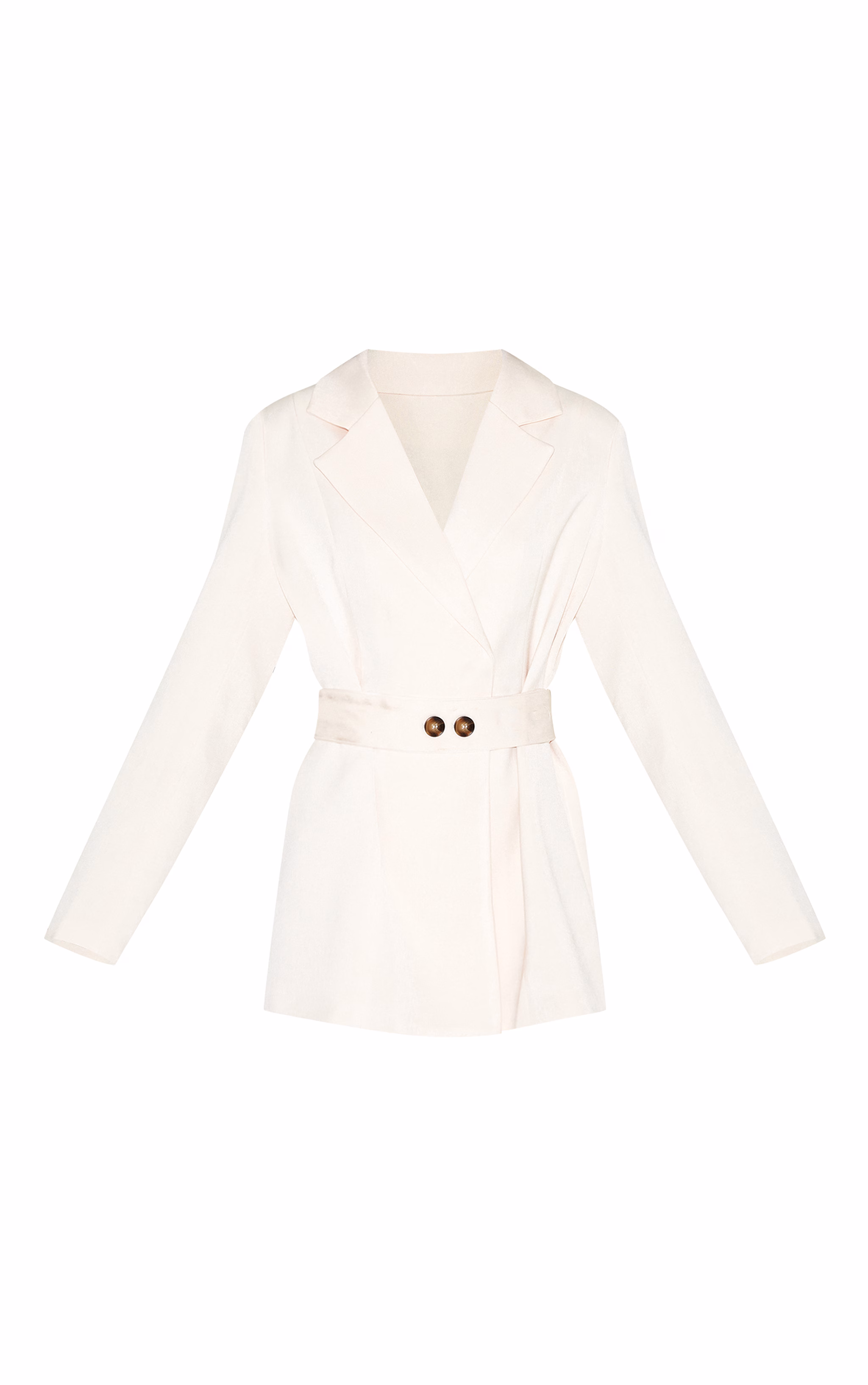 Almond Structured Belted Blazer Dress