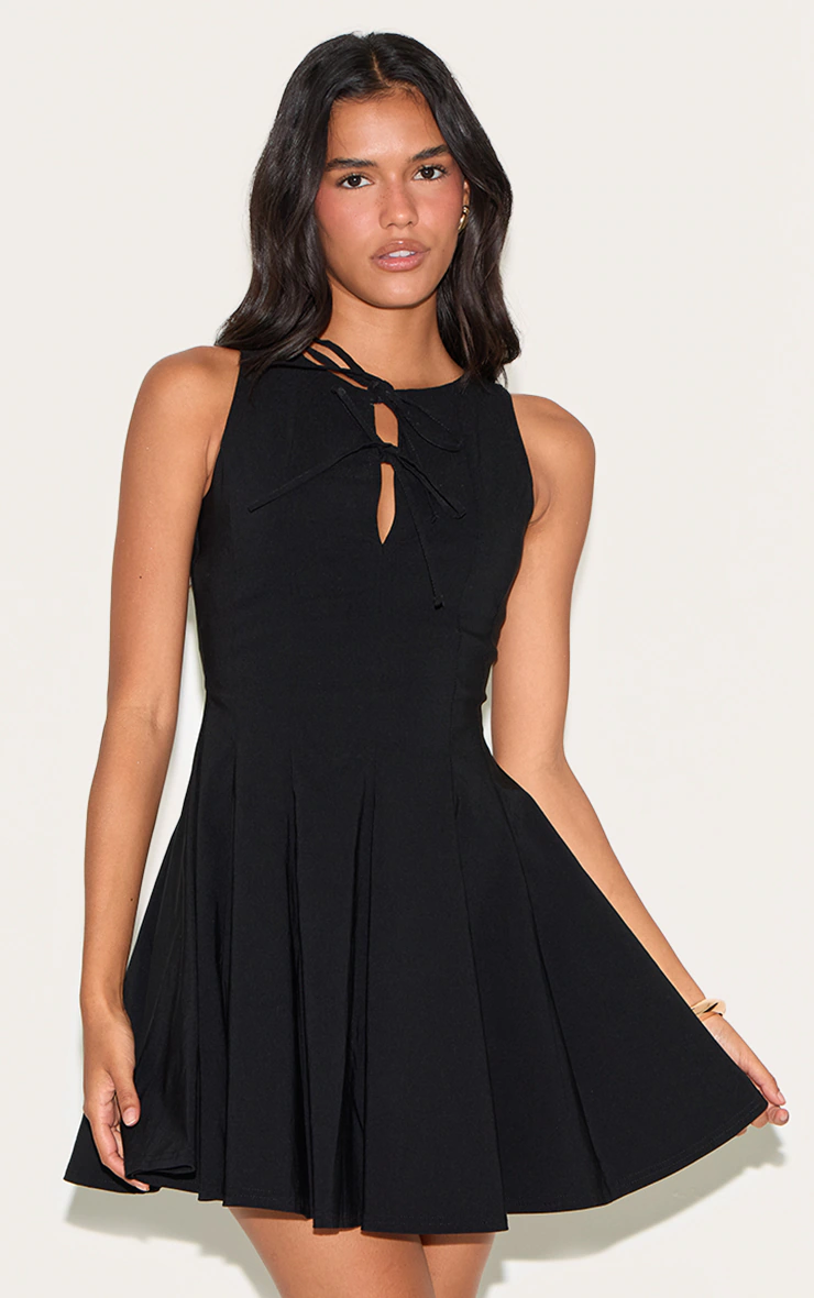 Black Tie Bow Detail Shift Dress