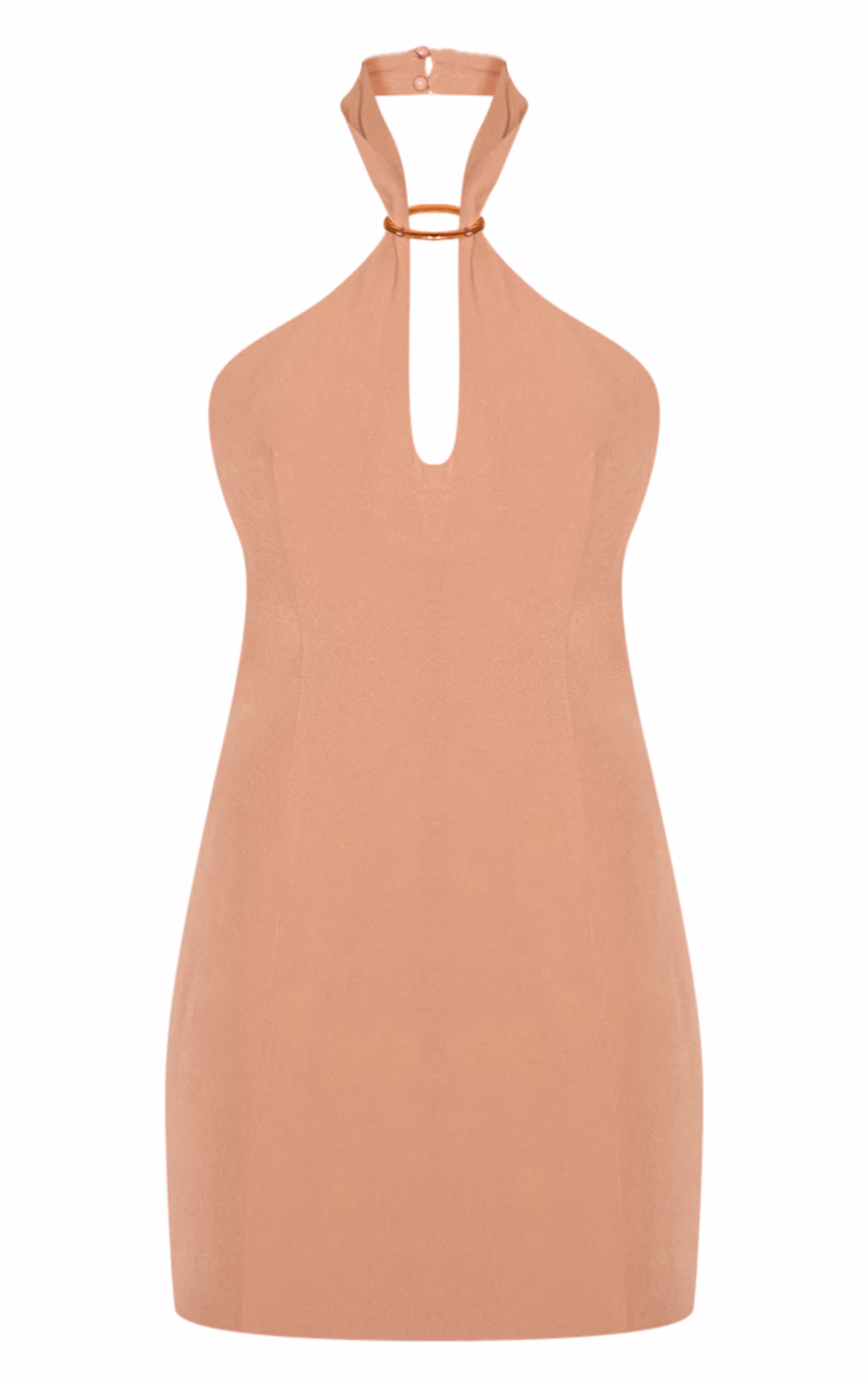 Beige Woven Trim Detail Mini Dress