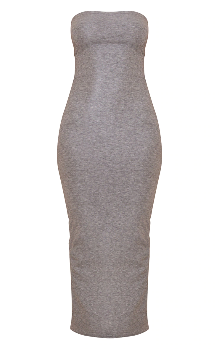 Grey Marl Bandeau Maxi Dress