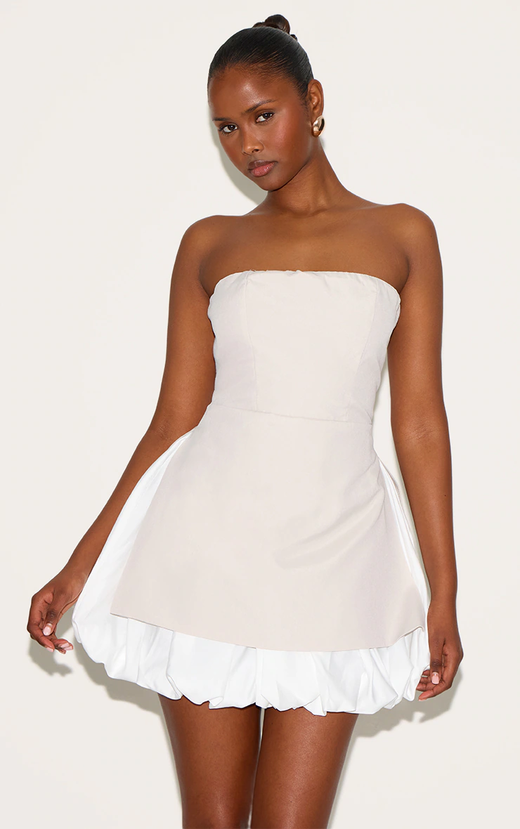 Clay Tailored Bandeau Puffball Hem Shift Dress