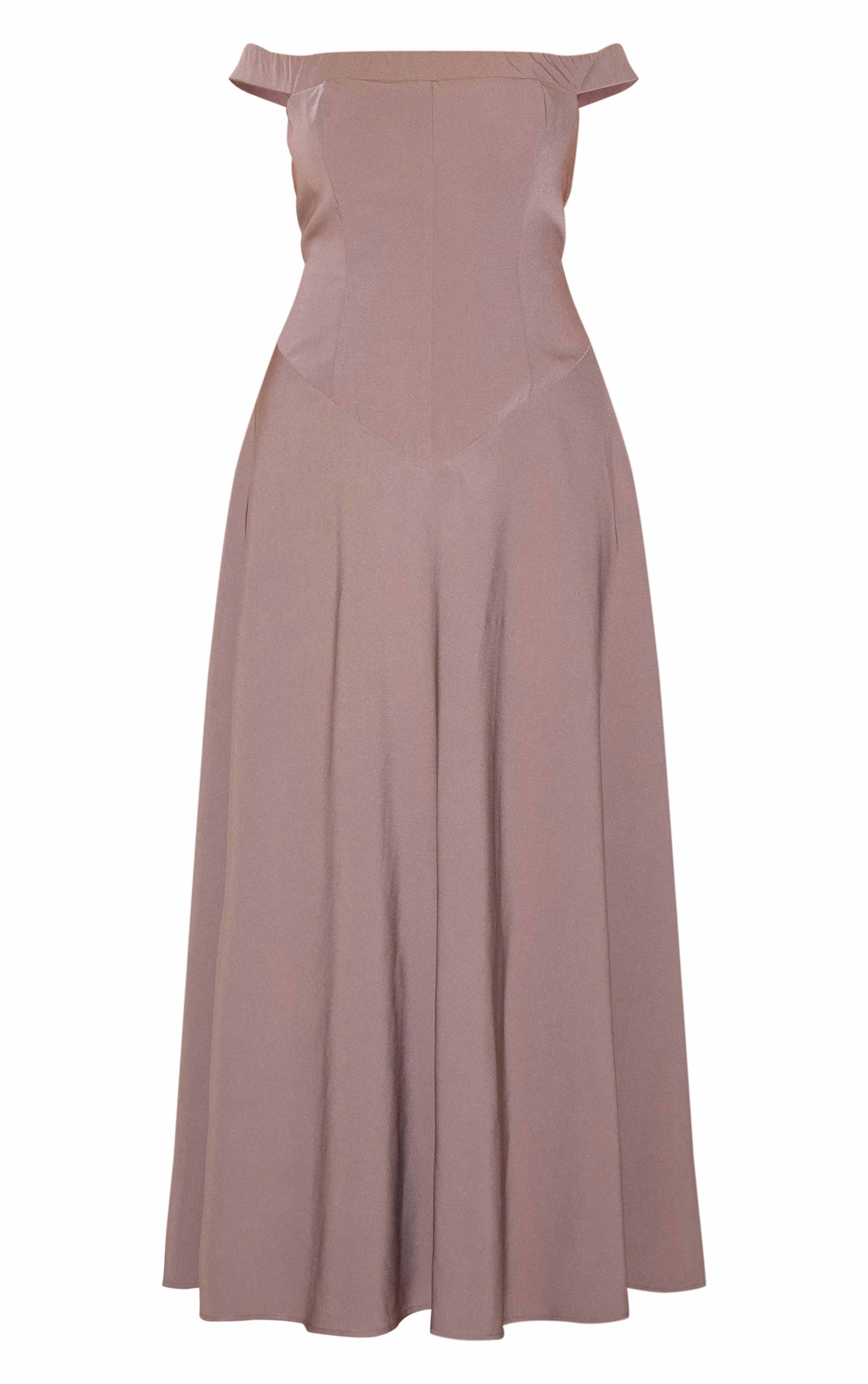 Plus Mushroom Structured Bardot V Waist Maxi Dress