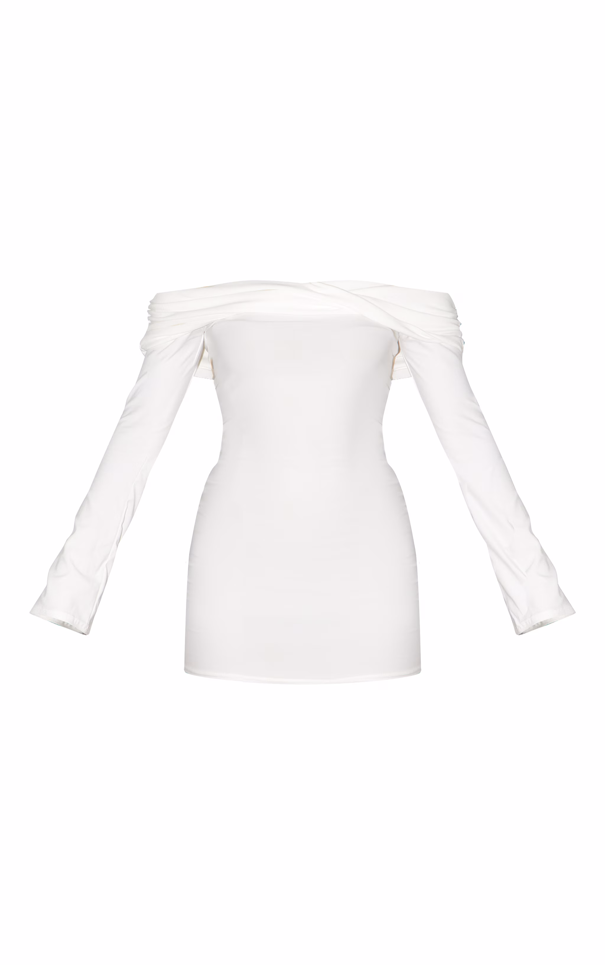 Cream Soft Touch Twist Bardot Bodycon Dress