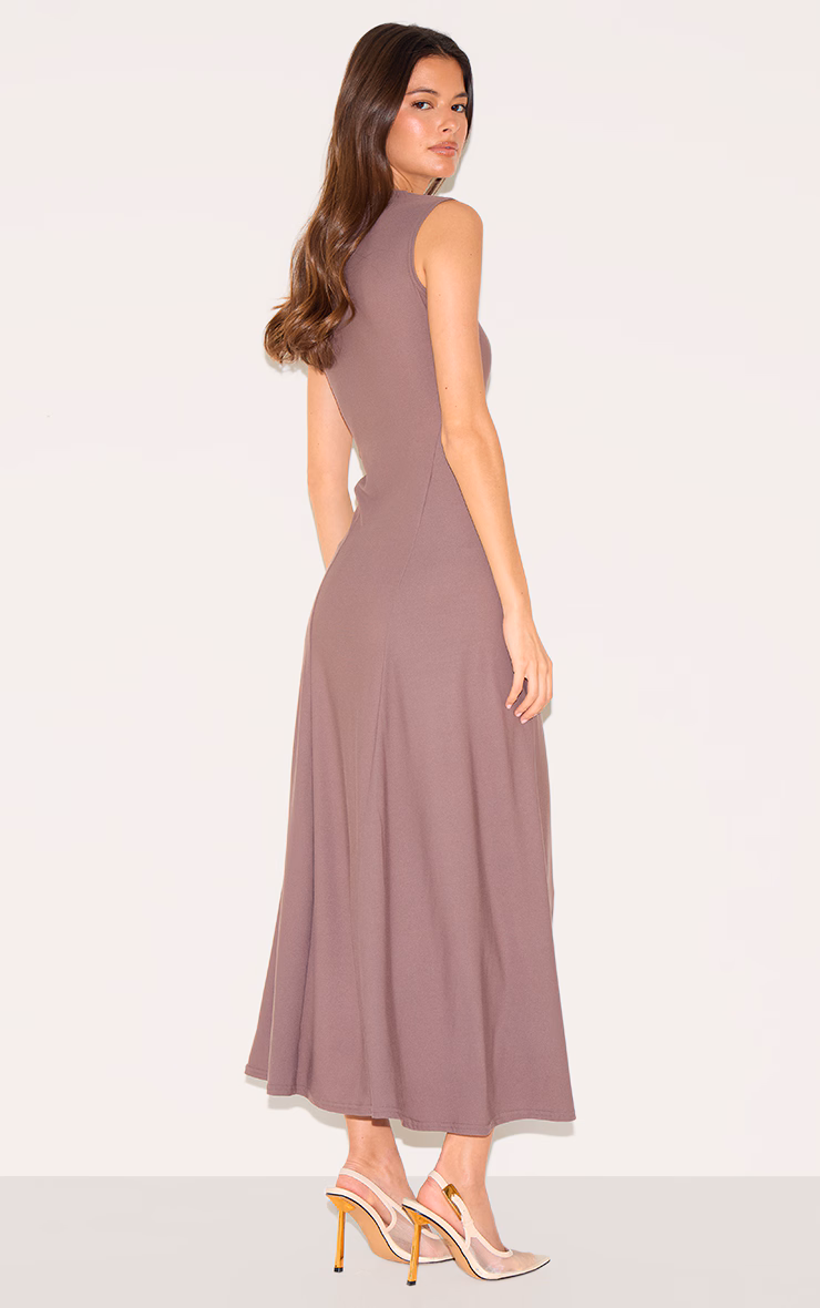 Mushroom Panelled Floaty Maxi Dress