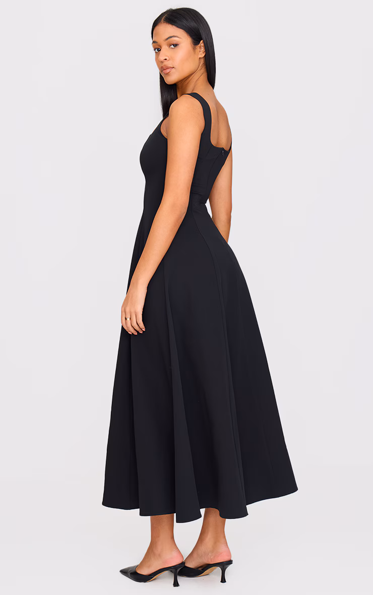 Tall Black Square Neck Midaxi Dress