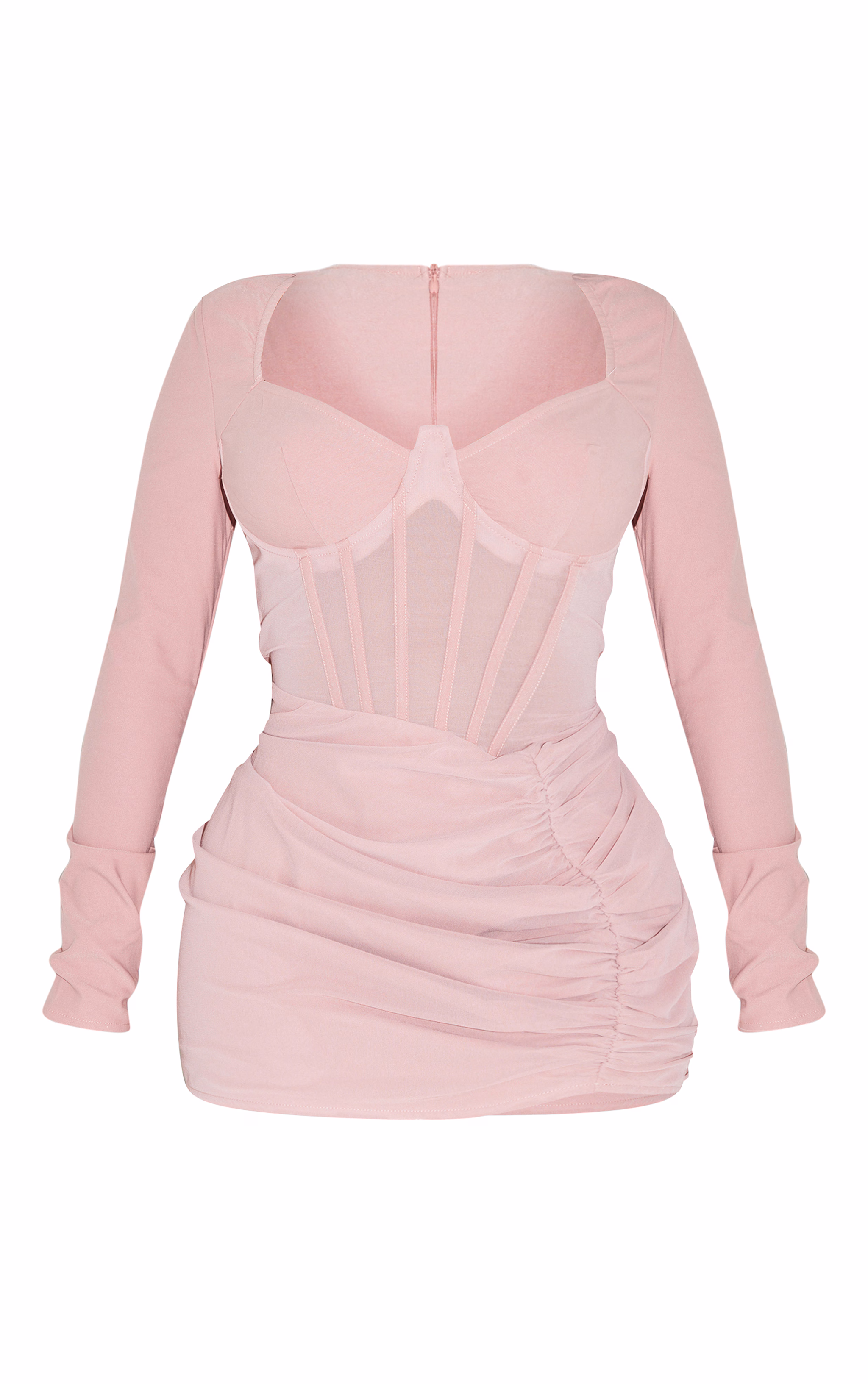 Shape Rose Mesh Insert Corseted Ruched Side Mini Dress