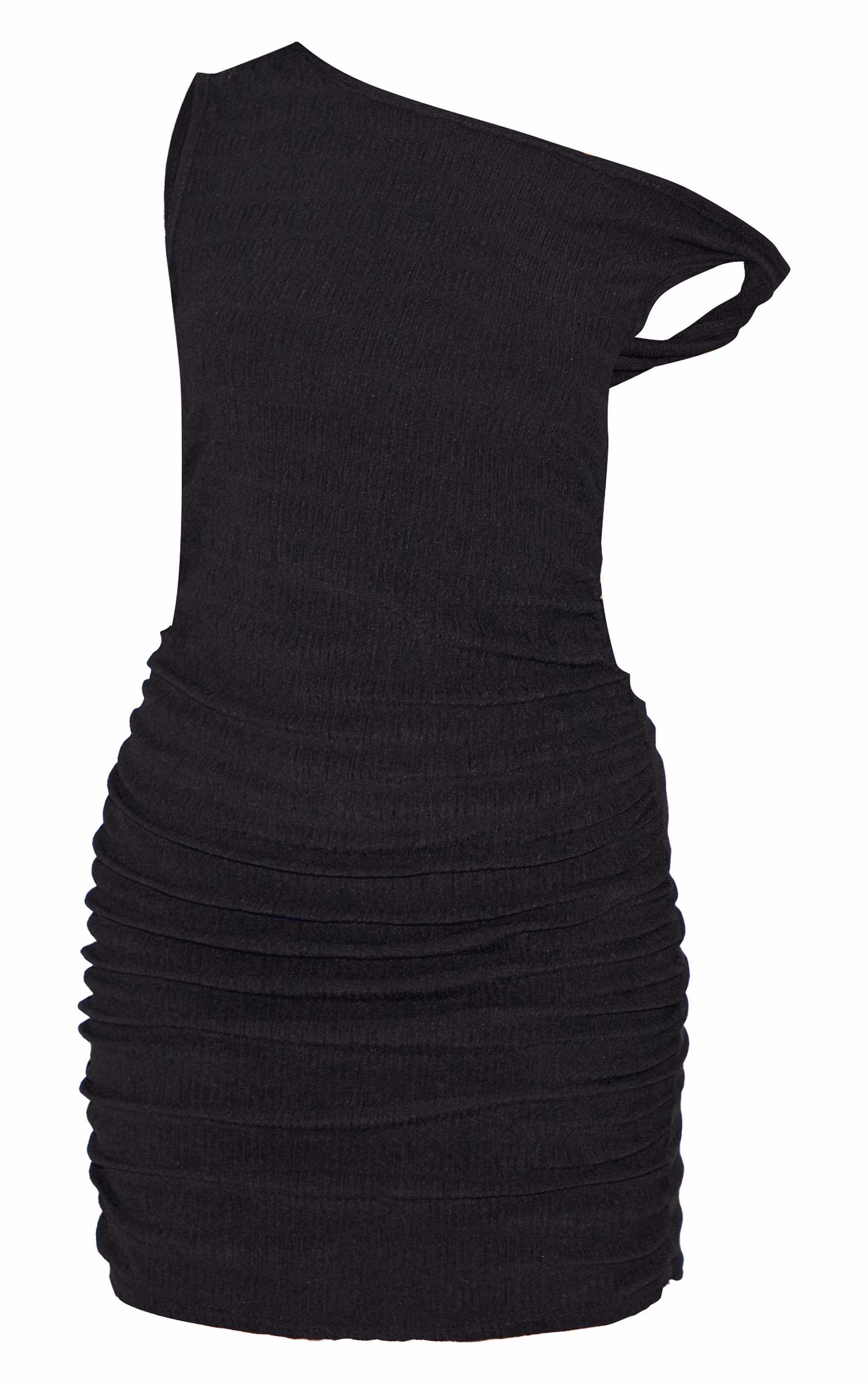 Black Textured Boat Neck Sleeveless Bodycon Dress