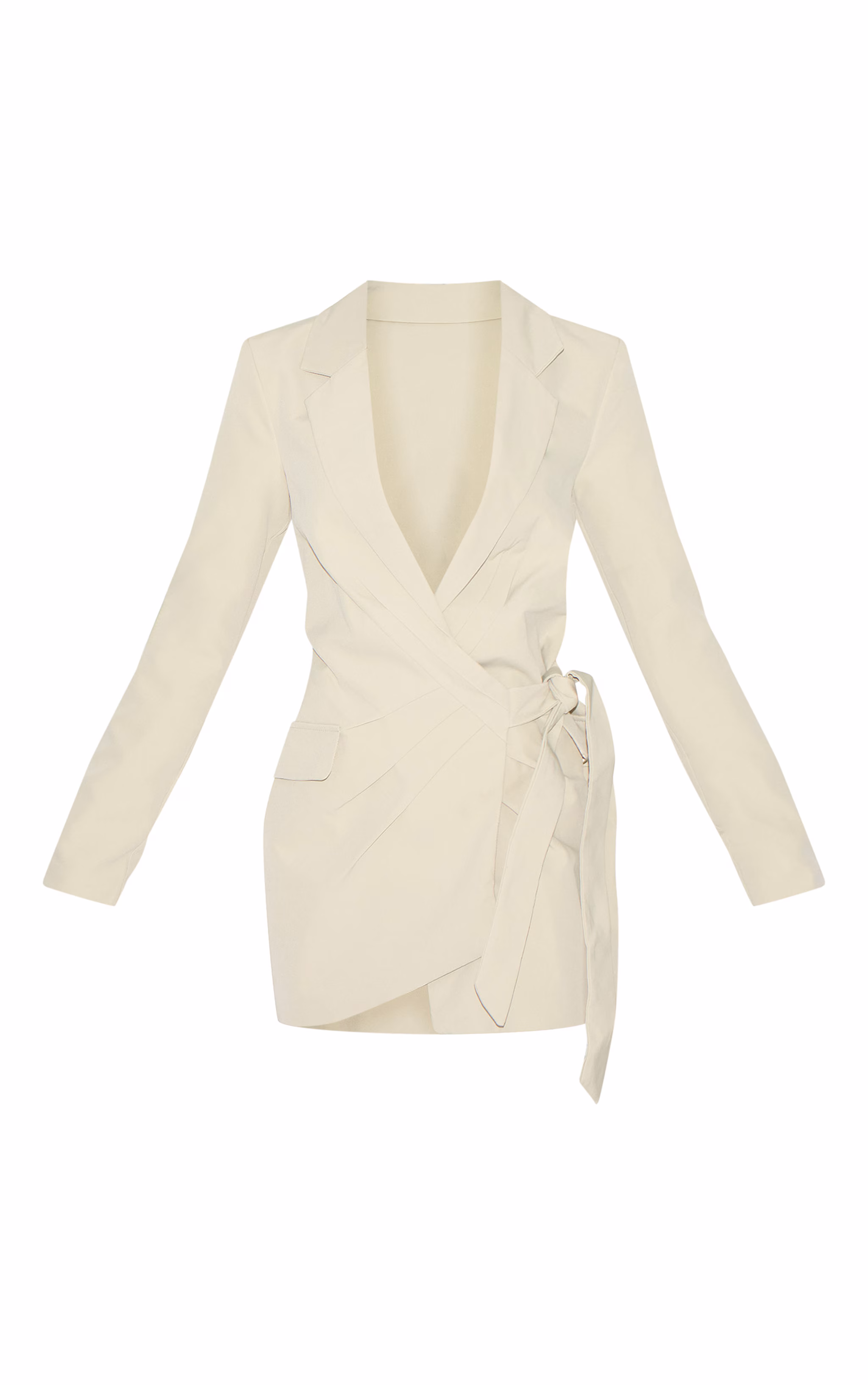 Sage Plunge Tie Side Blazer Dress