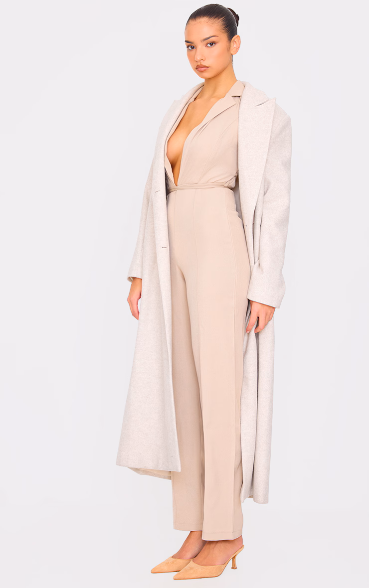 Stone Tailored Woven Vest Lace Up Detail Jumpsuit