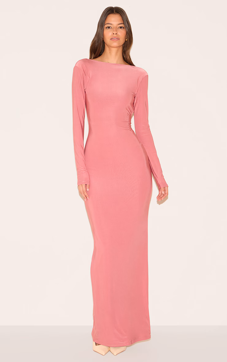 Blush Rose Double Layer Deep Back Maxi Dress