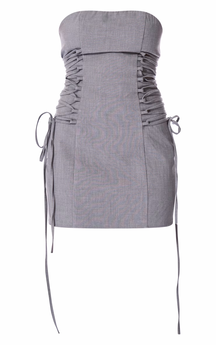 PLT Label Charcoal Side Lace Up Tailored Bodycon Dress