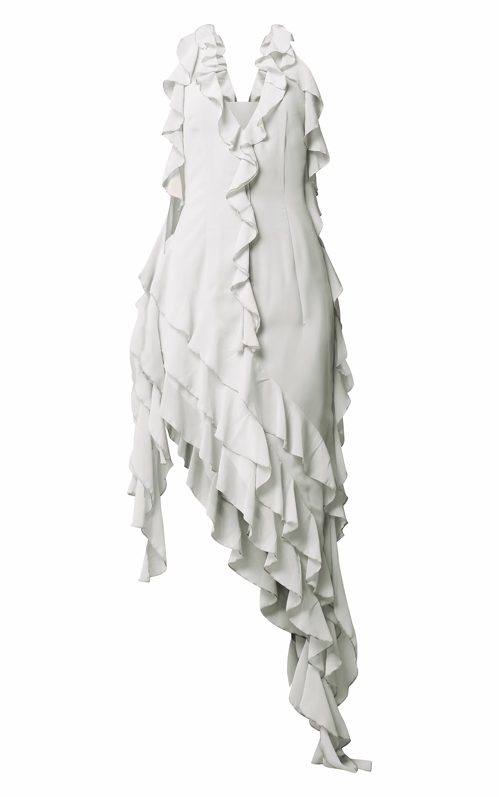 Sage Chiffon Frill Detail Plunge Midaxi Dress