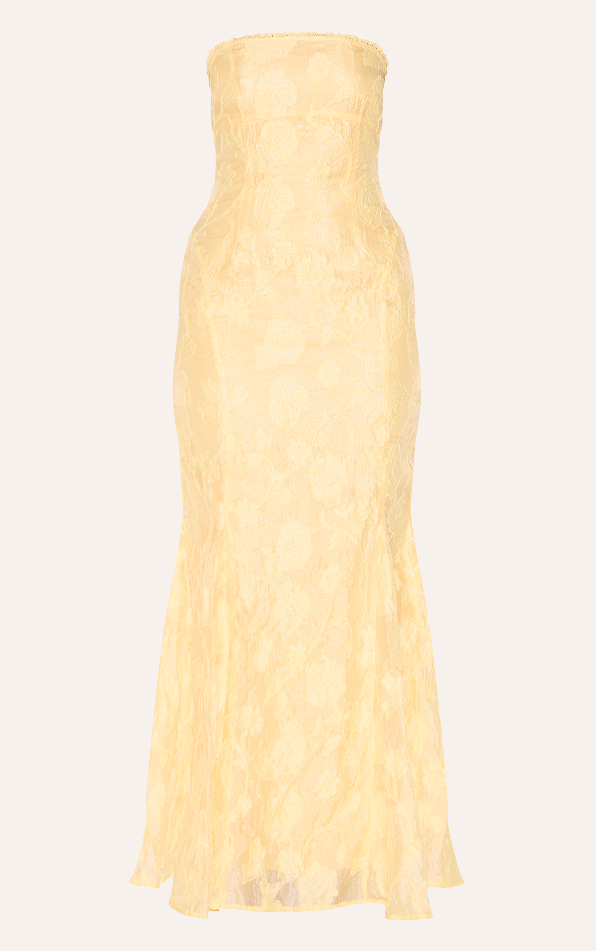 Lemon Textured Lace Up Back Maxi Dress