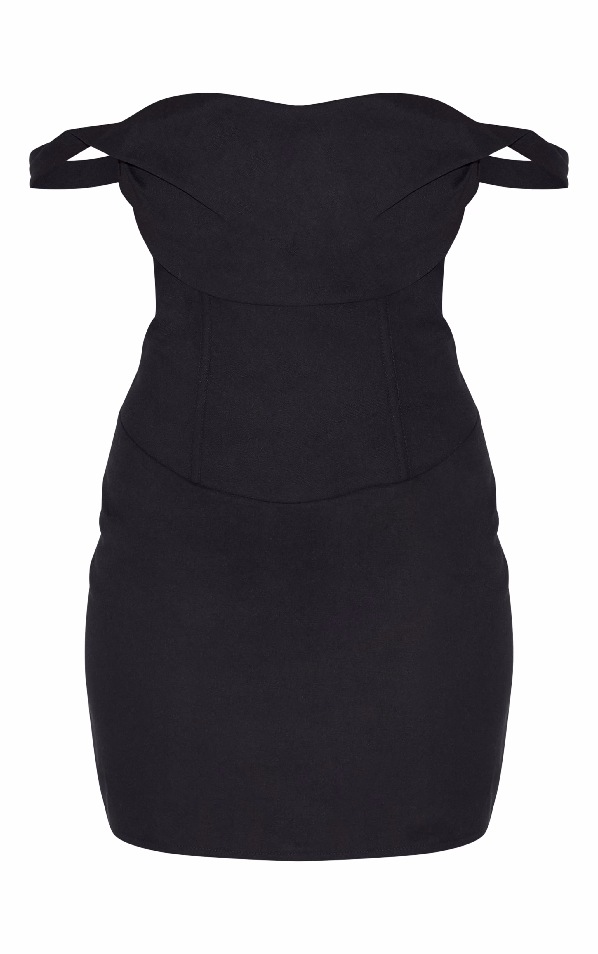 Black Draped Bardot Corset Bodycon Dress