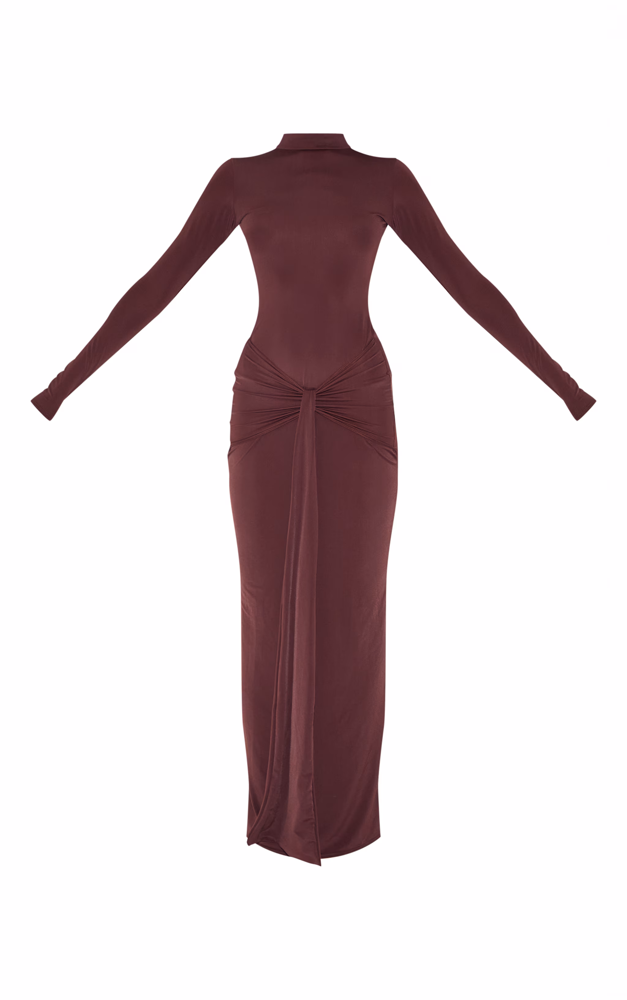 Chocolate Matte Sculpt Wrap Maxi Dress
