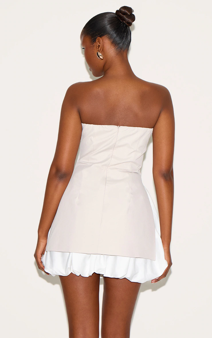 Clay Tailored Bandeau Puffball Hem Shift Dress