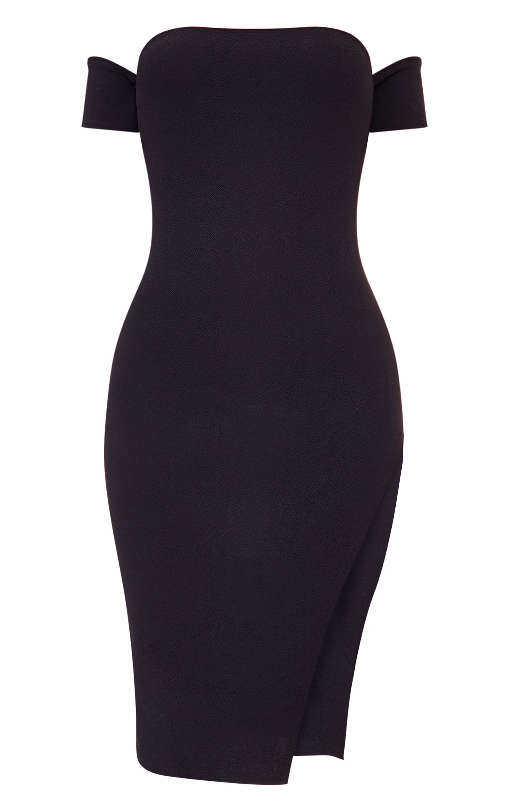 Black Cuff Detail Side Split Midi Dress