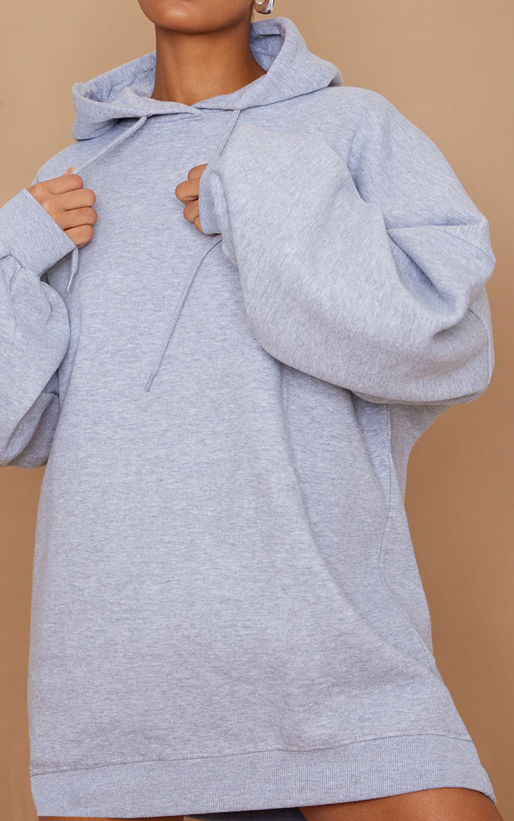 Grey Marl Oversized Hooded Sweatshirt Dress