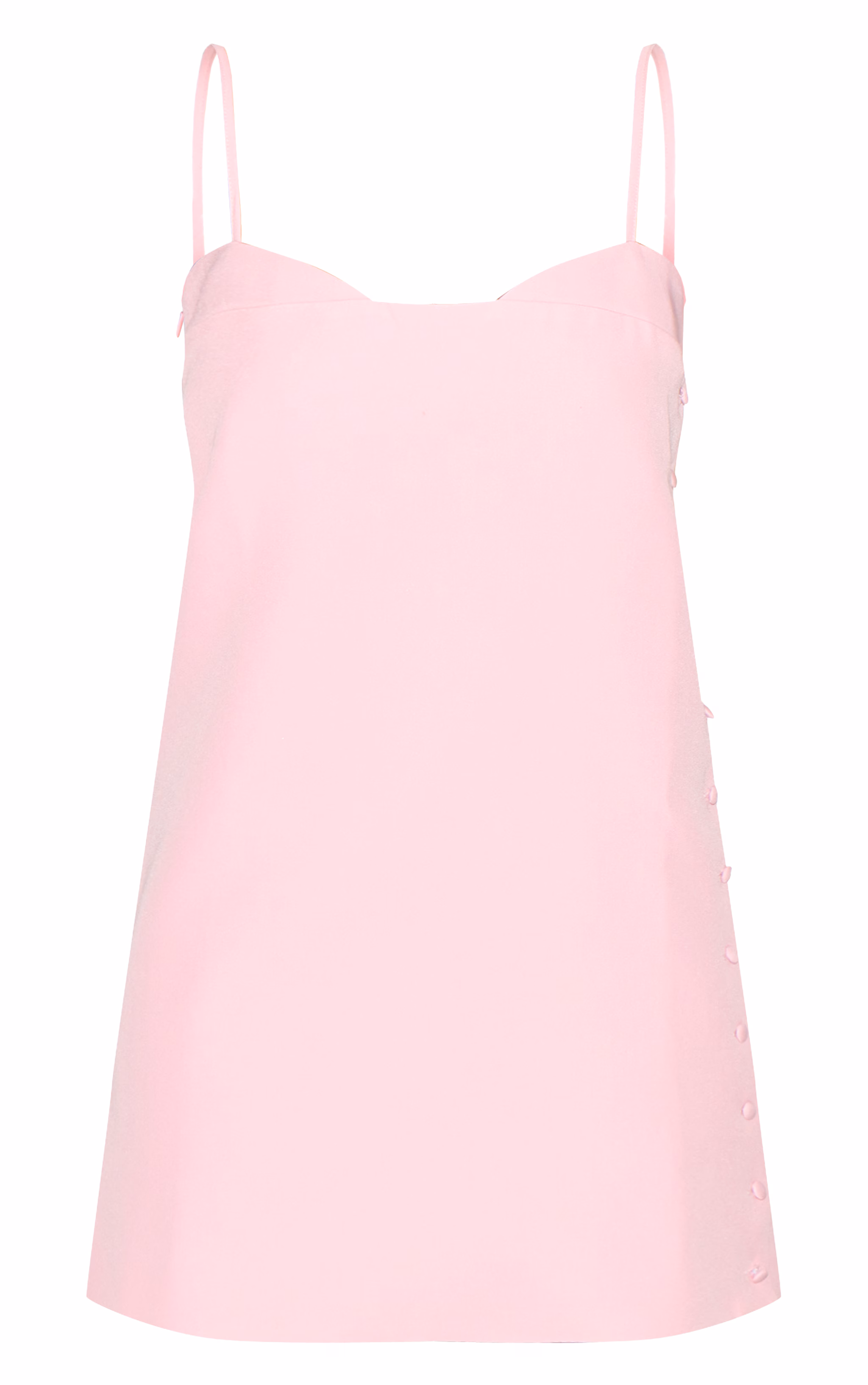 Pink Woven Side Button Detail Mini A-line Dress