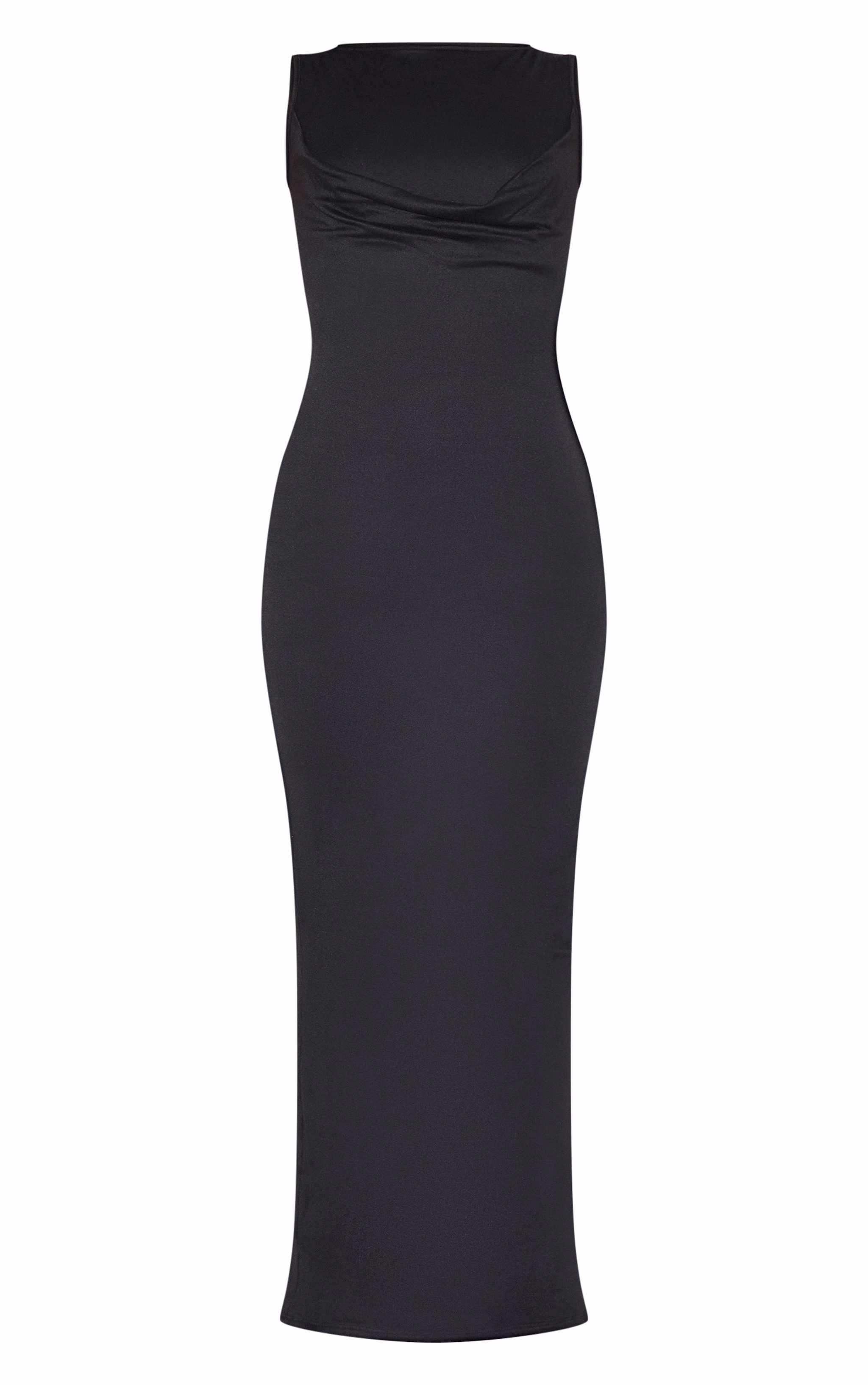 Black Double Contour Drape Bust Detail Maxi Dress