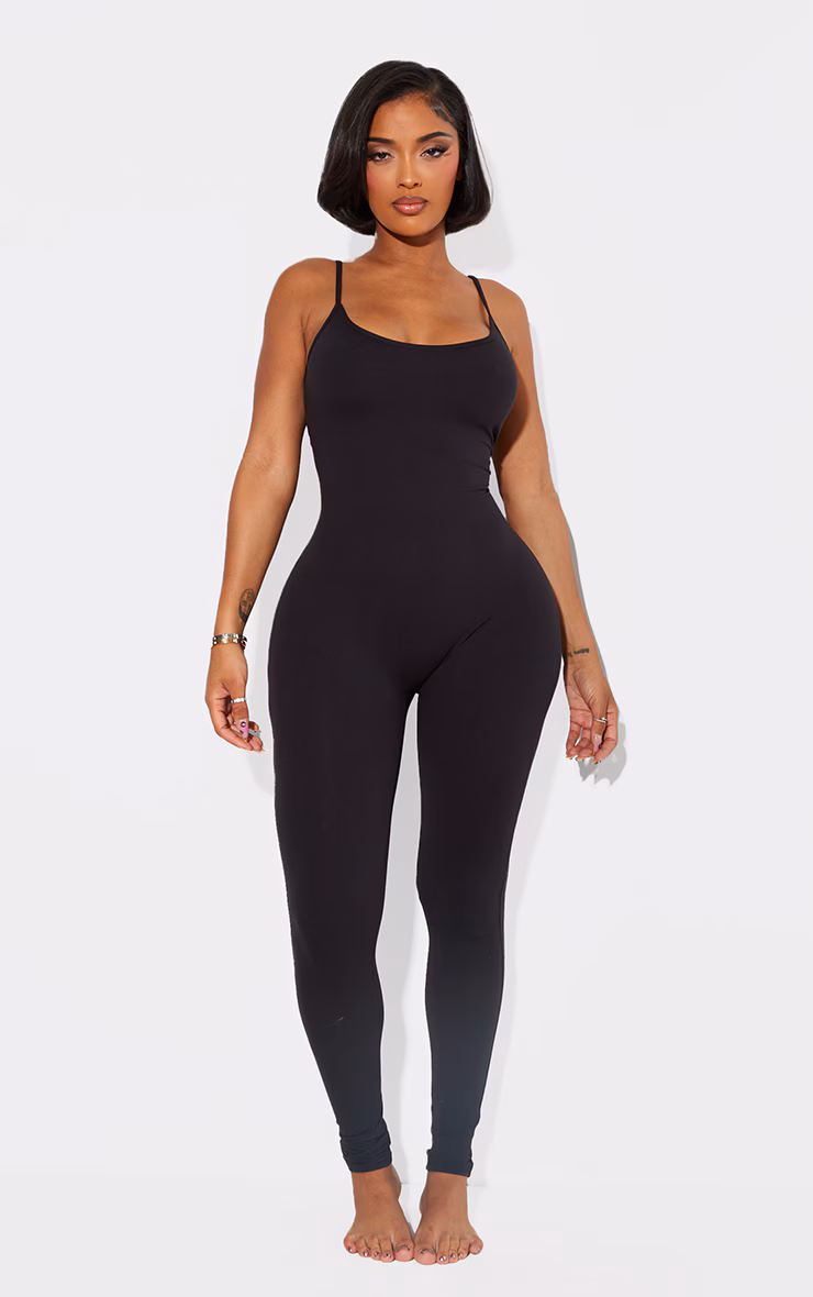 Shape Black Sculpted Strappy Jumpsuit