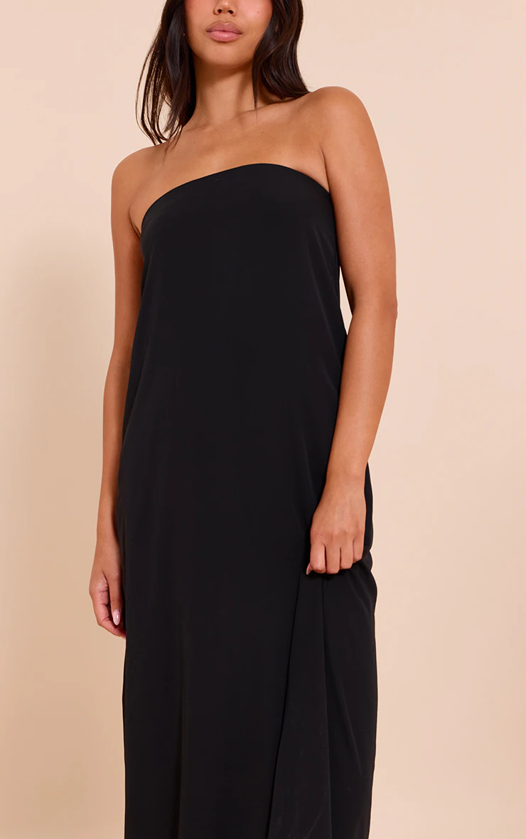 Black Bandeau Column Maxi Dress