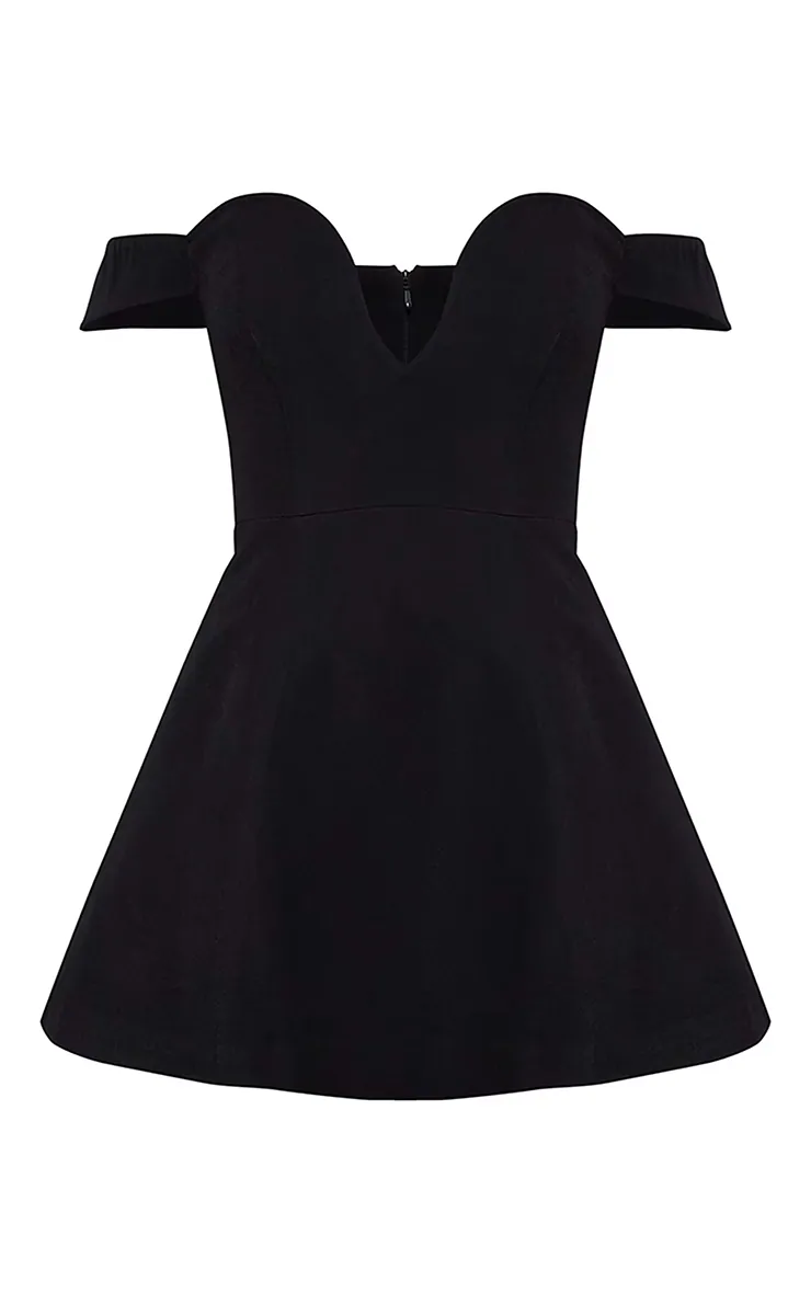 Premium Black Wired Bardot Shift Dress