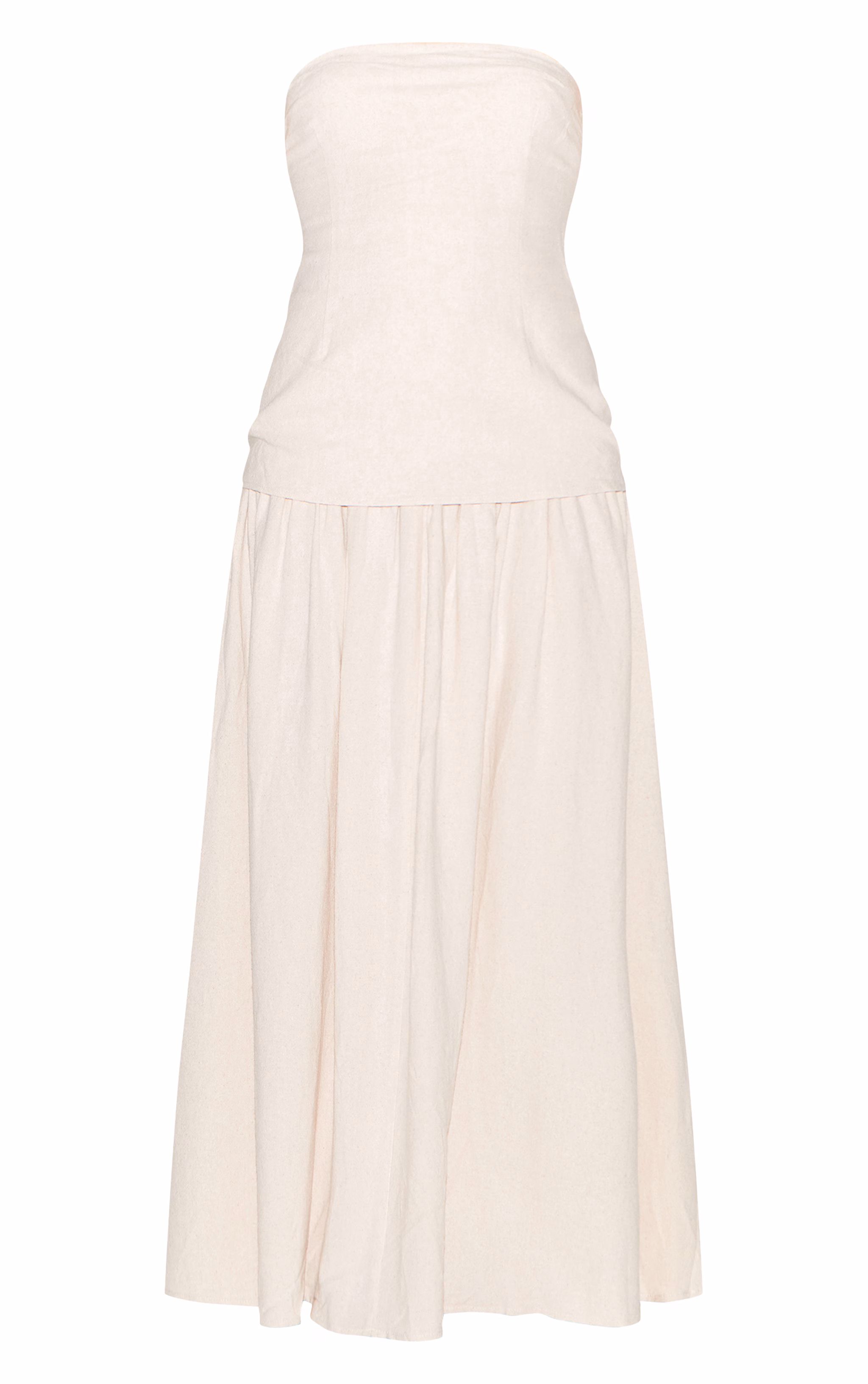 Cream Bandeau Long Line Maxi Dress