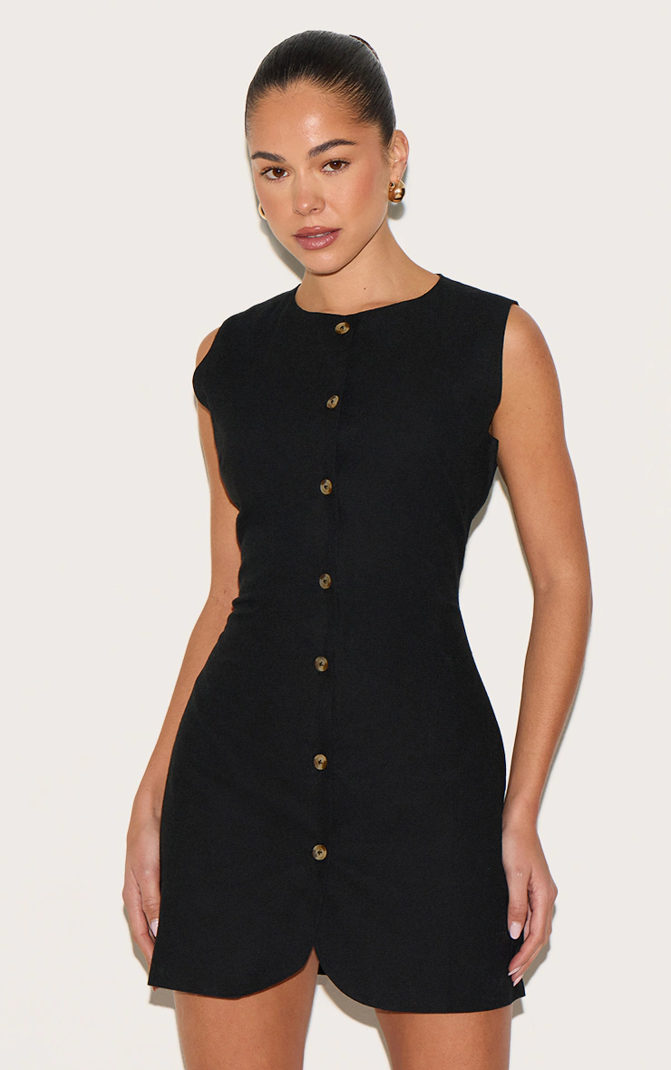 Black Button Down Bodycon Dress