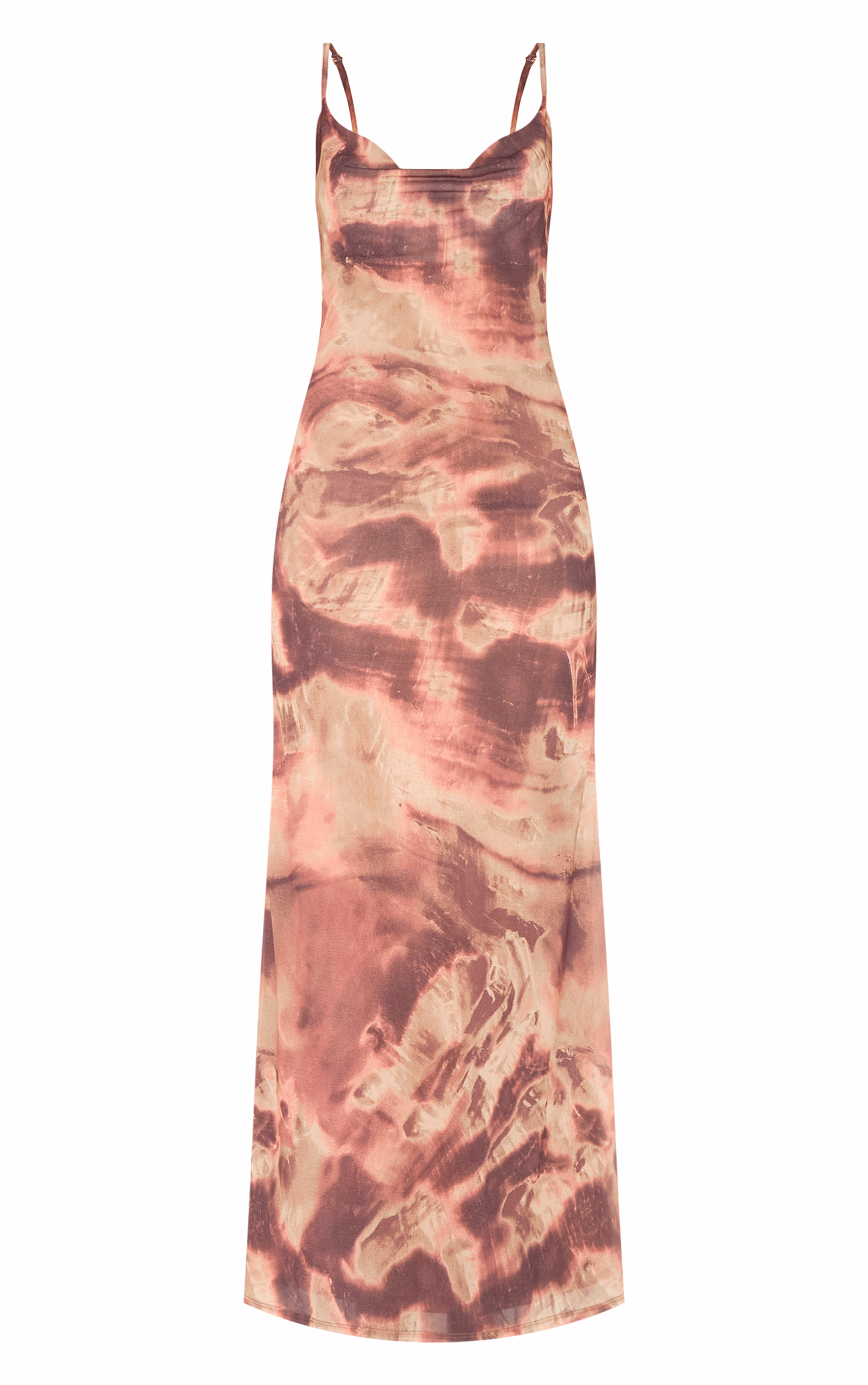 Purple Abstract Print Cowl Neck Maxi Dress