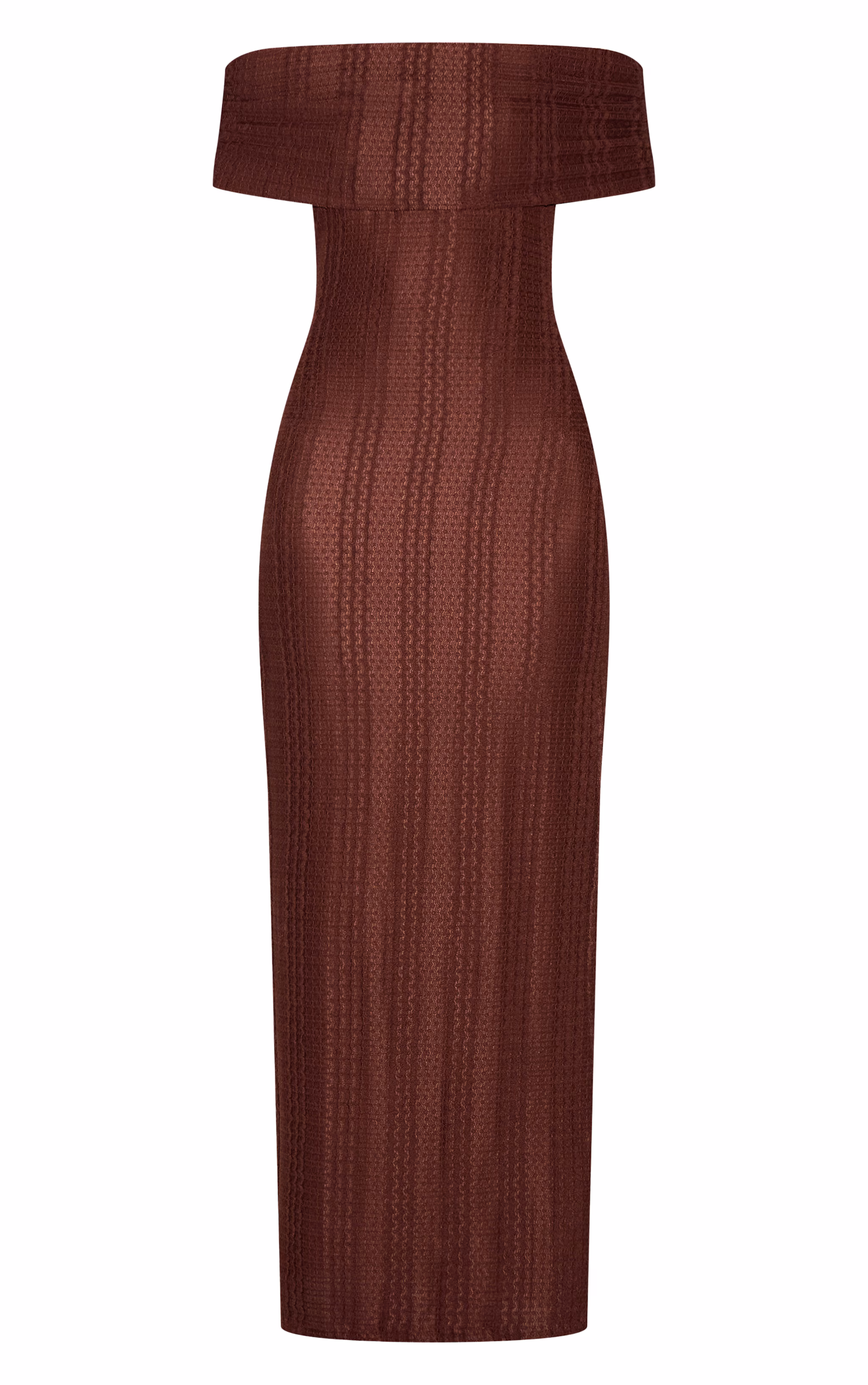 Chocolate Textured Bardot Maxi Dress