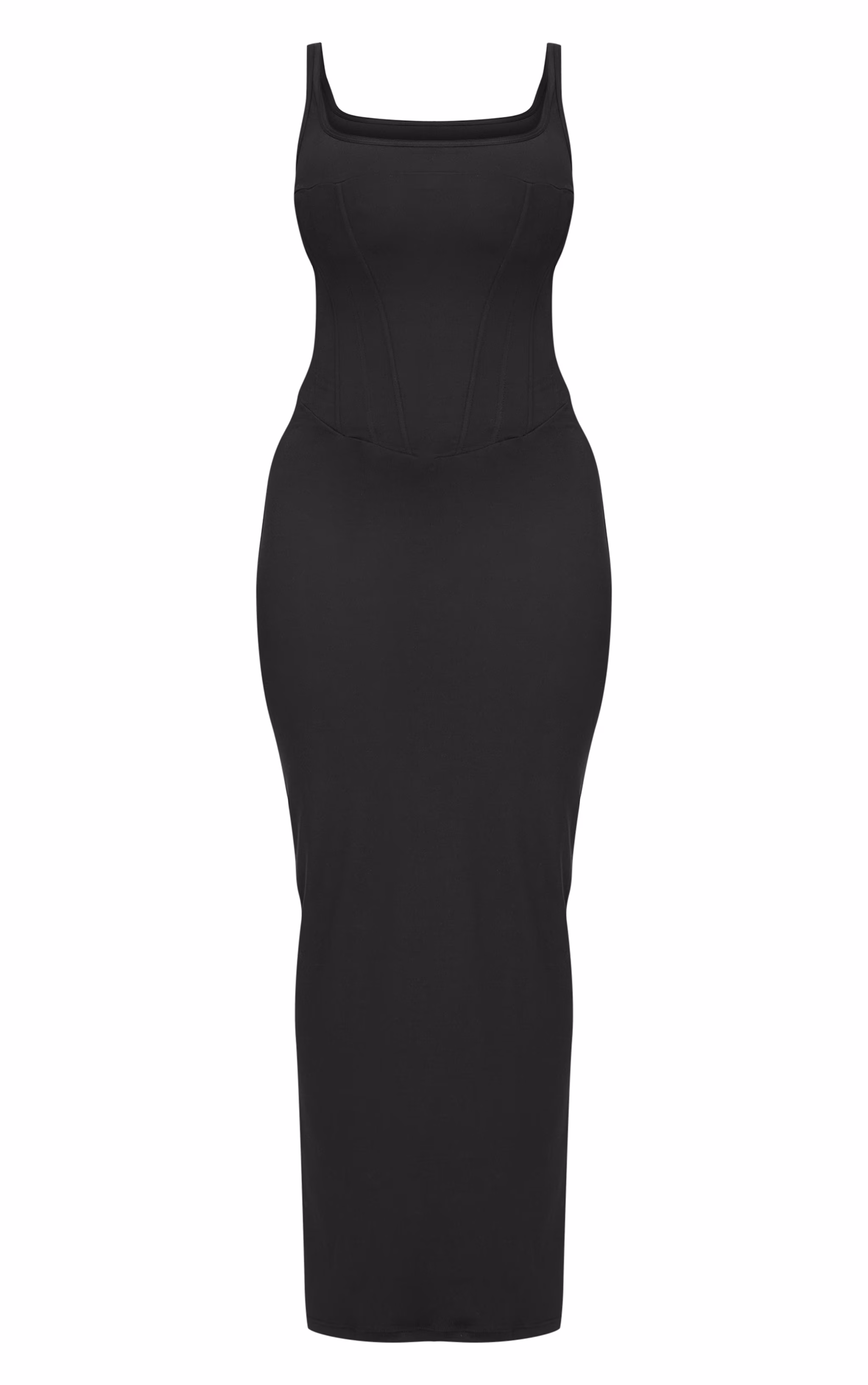 Shape Black Sculpt Square Neck Corseted Maxi Dress.