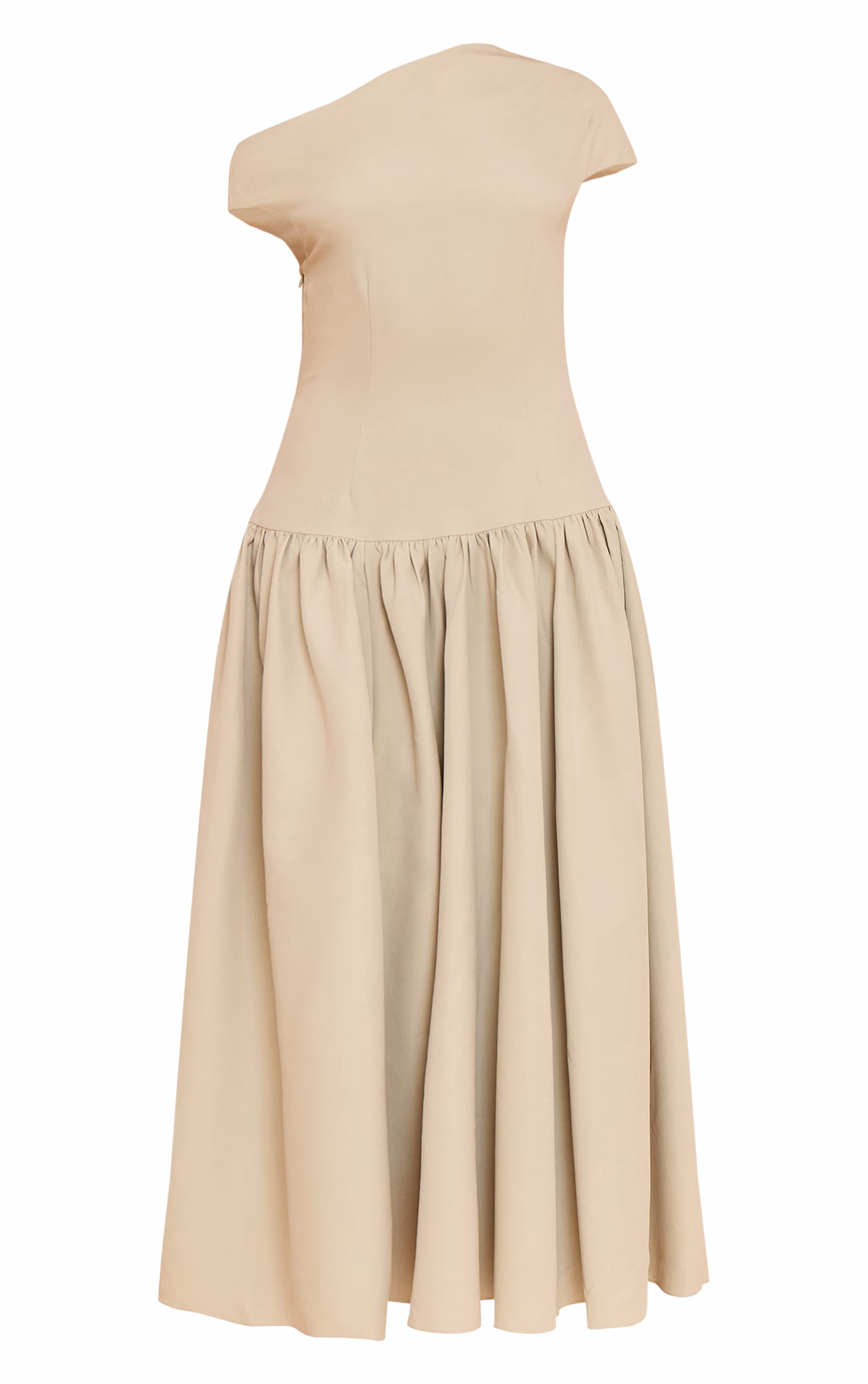 Petite Sage Tailored Asymmetrical Gathered Midaxi Dress