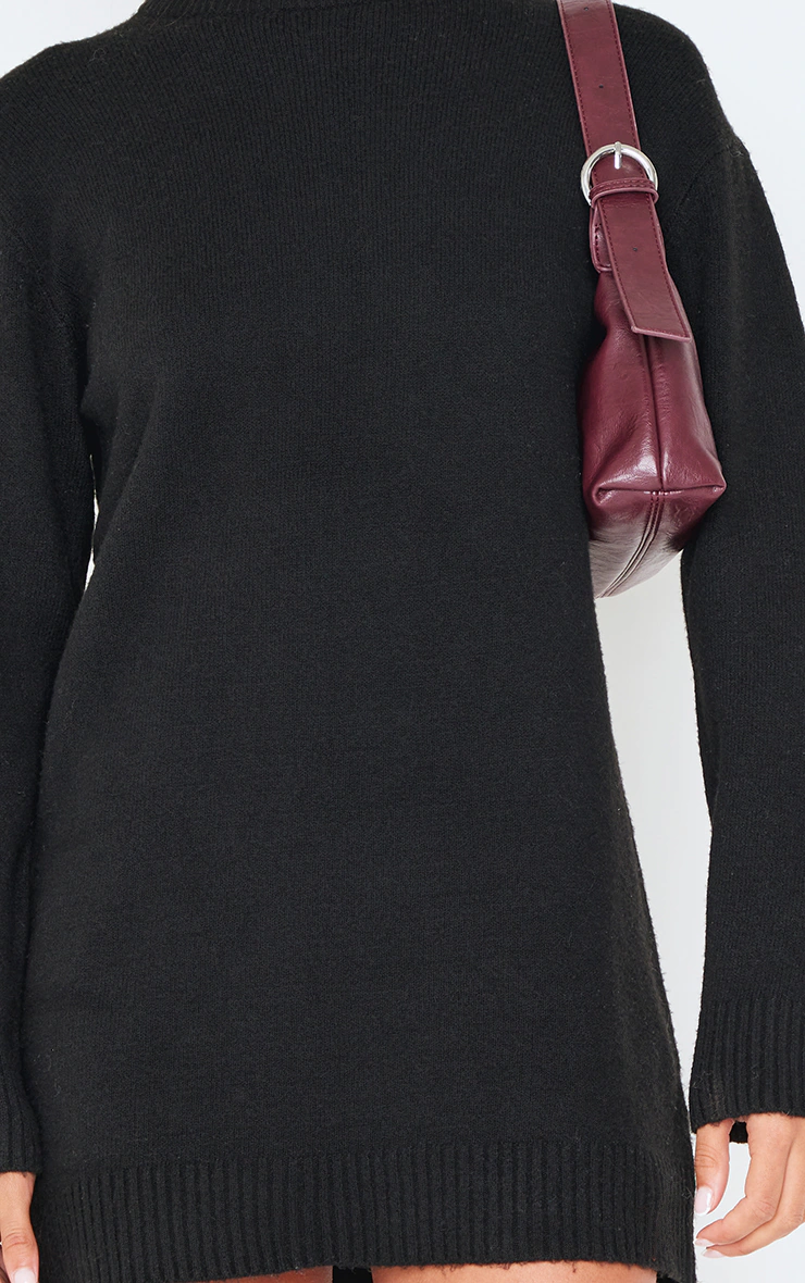 Black Soft Knit Oversized Basic Sweater Dress