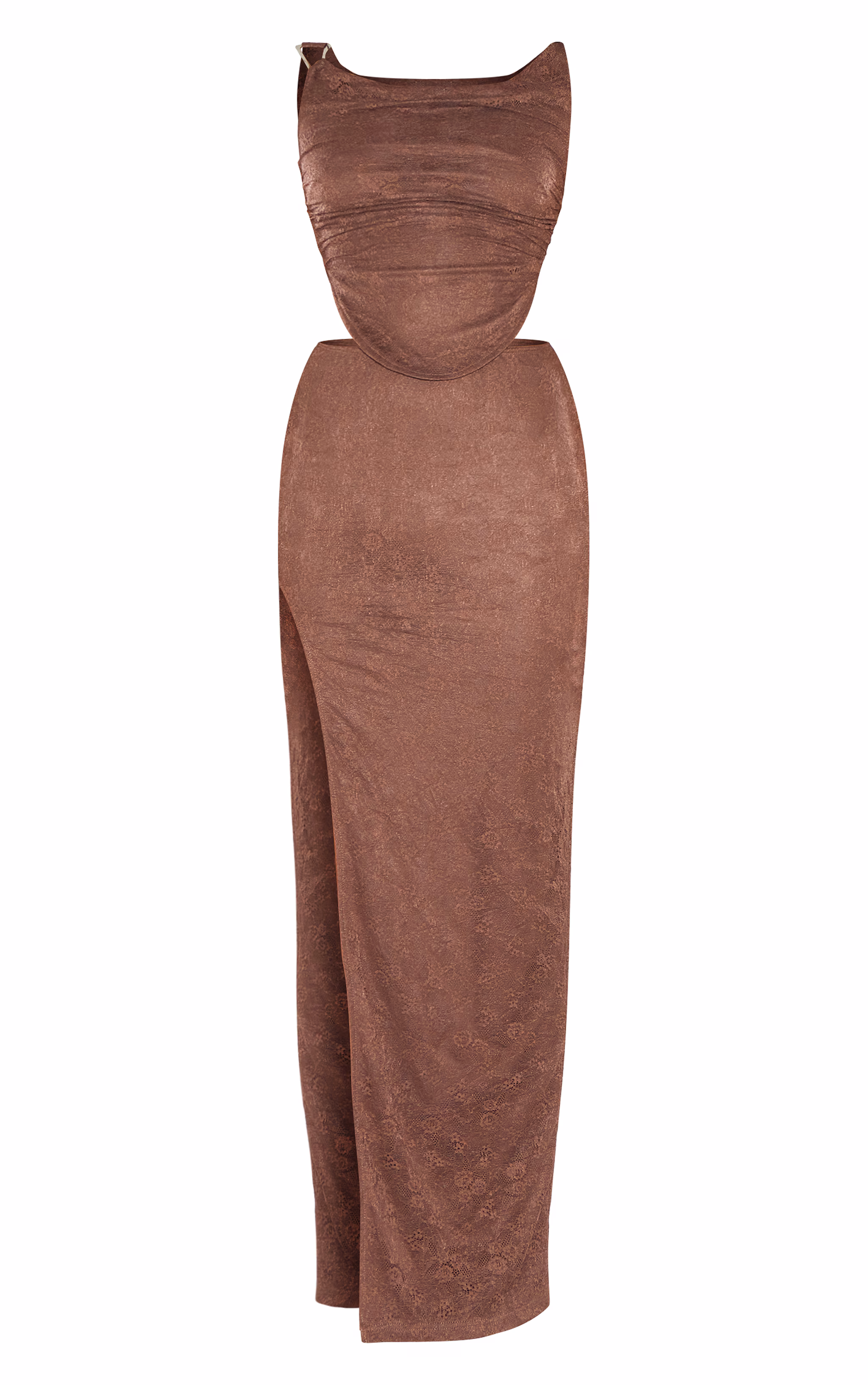 Brown Lace Cut Out Maxi Dress