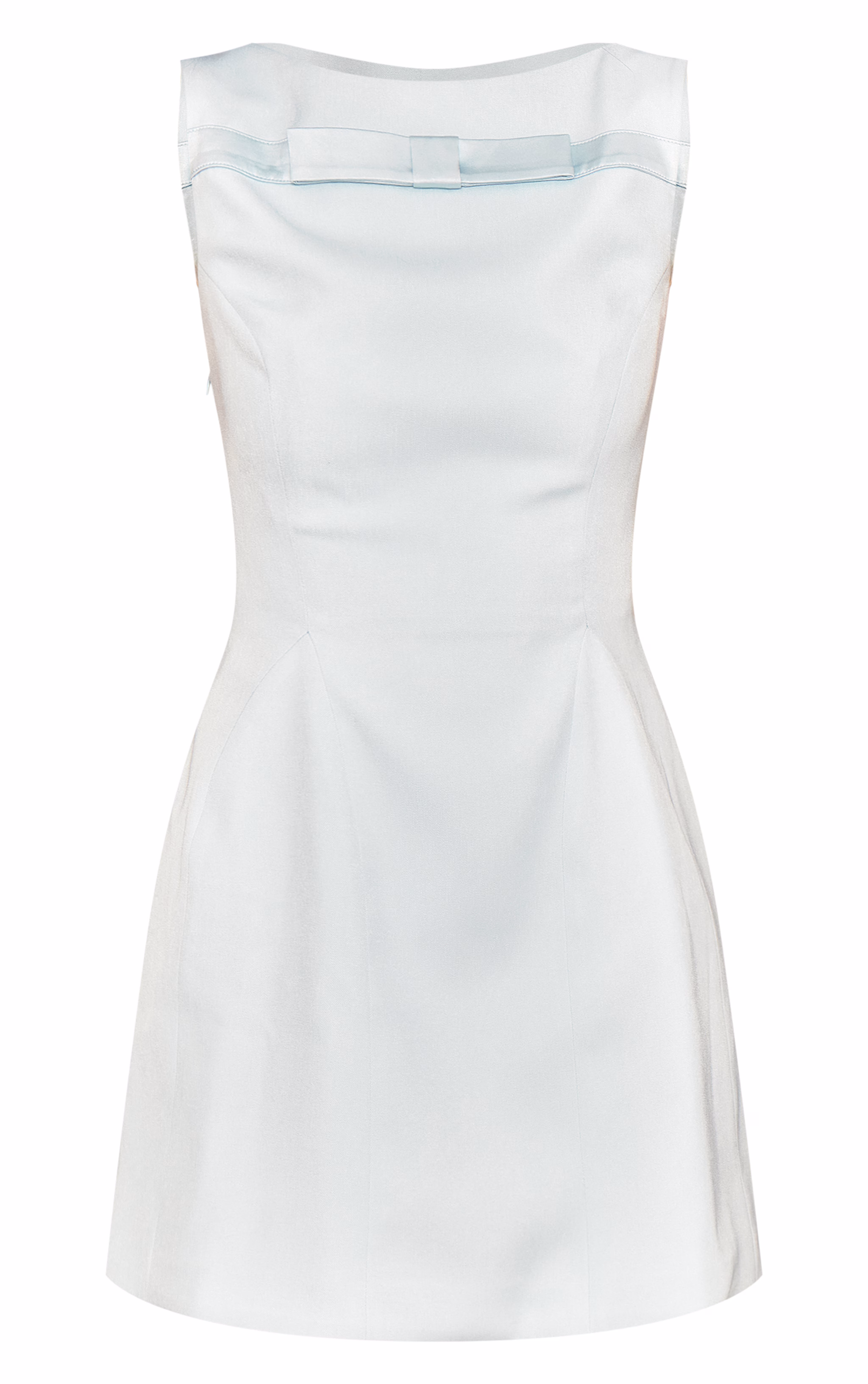 Premium Iced Mint Tailored Bow Detail A-line Dress