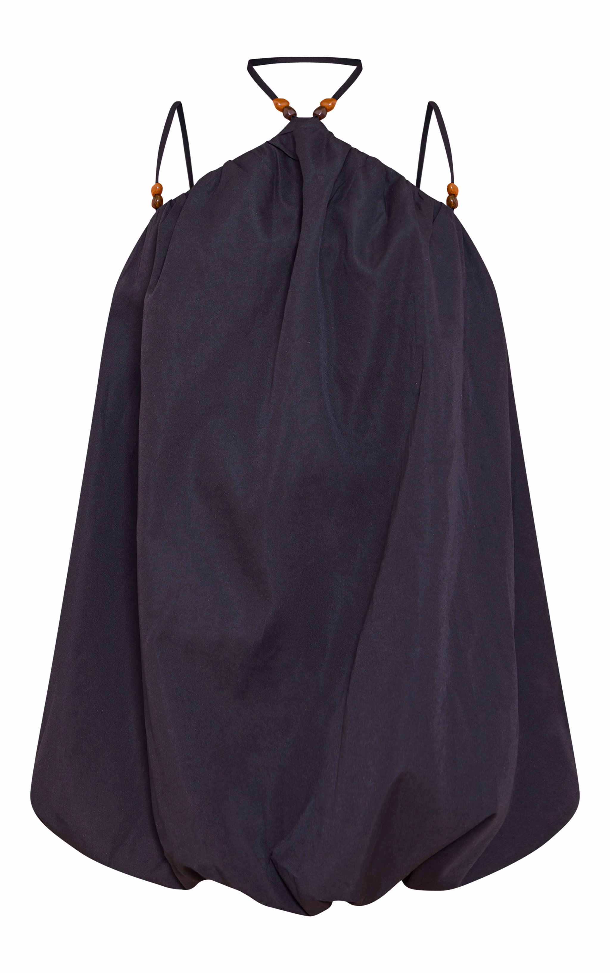 Black Halterneck Bead Detail Puffball Dress
