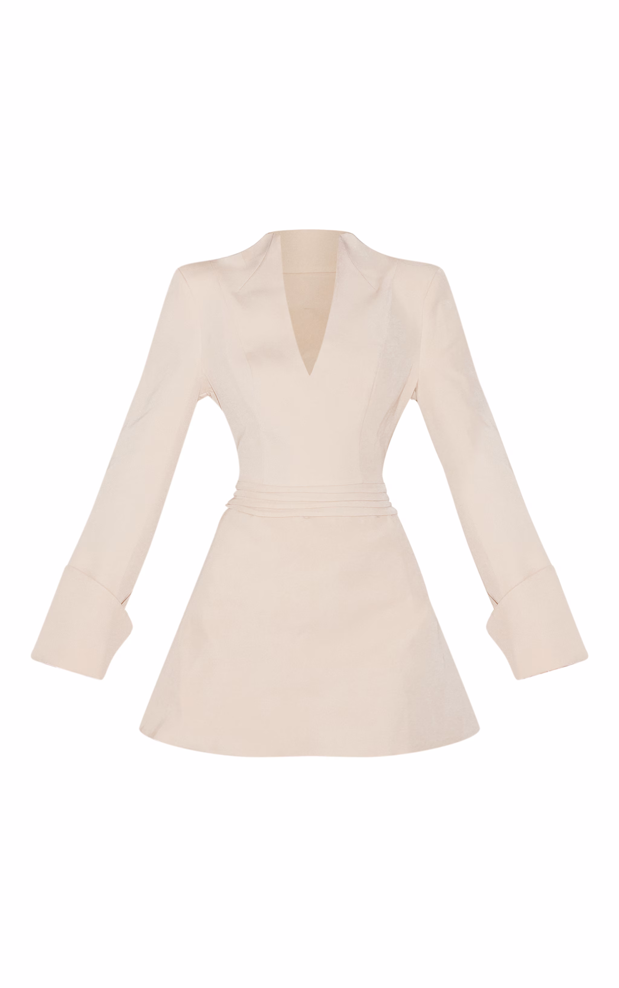 Almond Woven V Neck Mini Dress