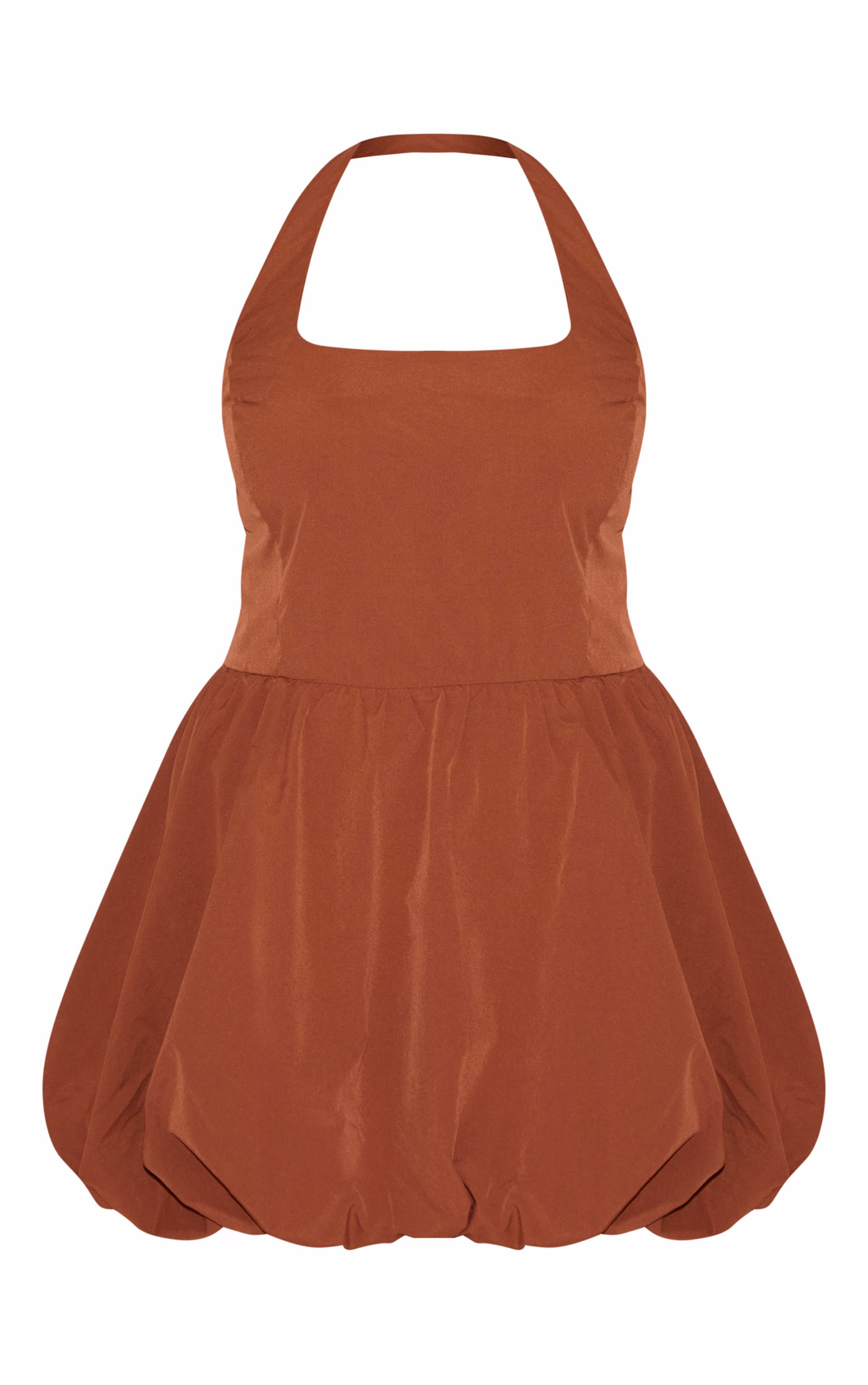 Plus Chocolate Pinstripe Halterneck Puffball Dress