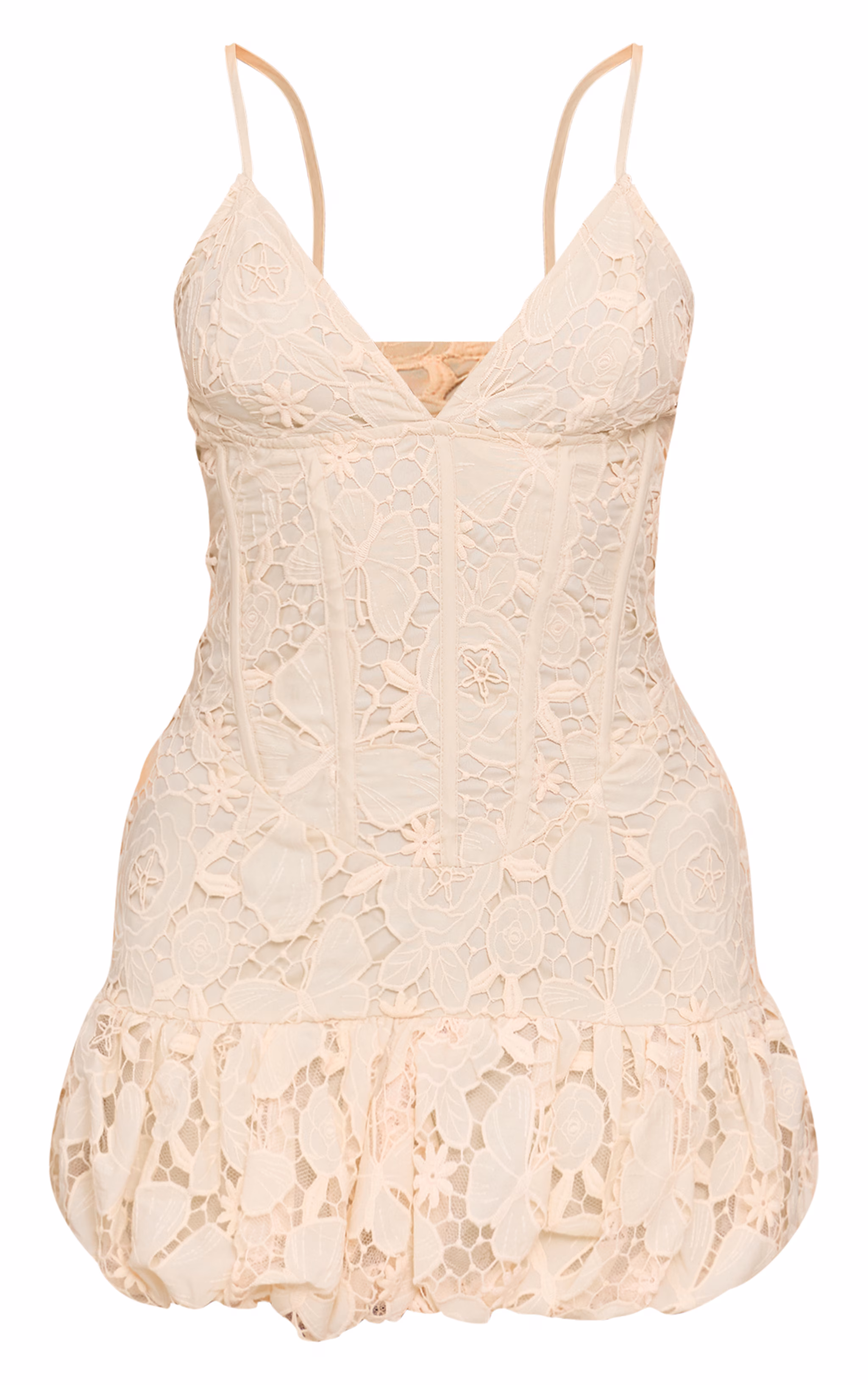 Butter Yellow Floral Cup Detail Extreme Puffball Hem Dress