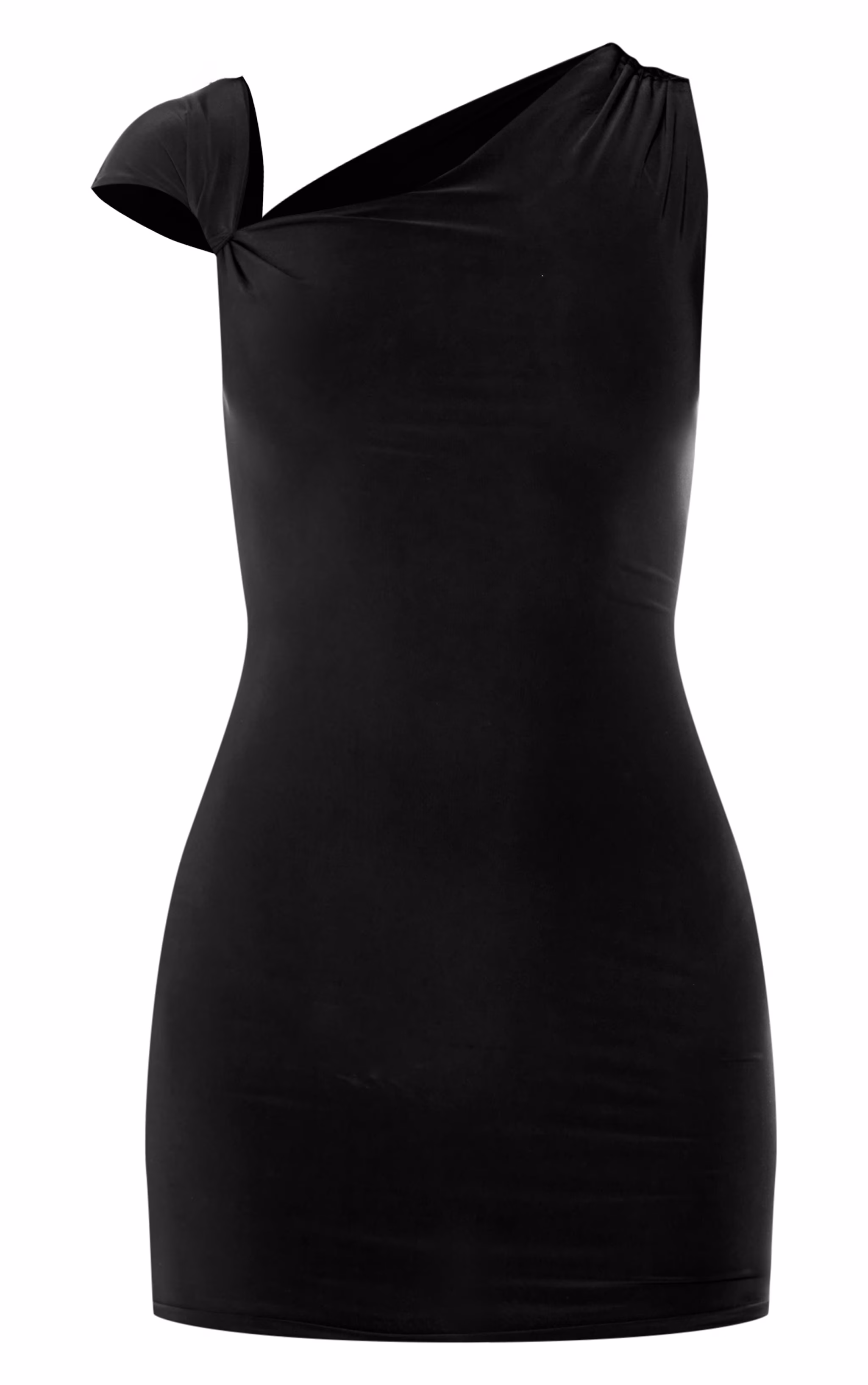 Black Double Layer Slinky Twist Dress