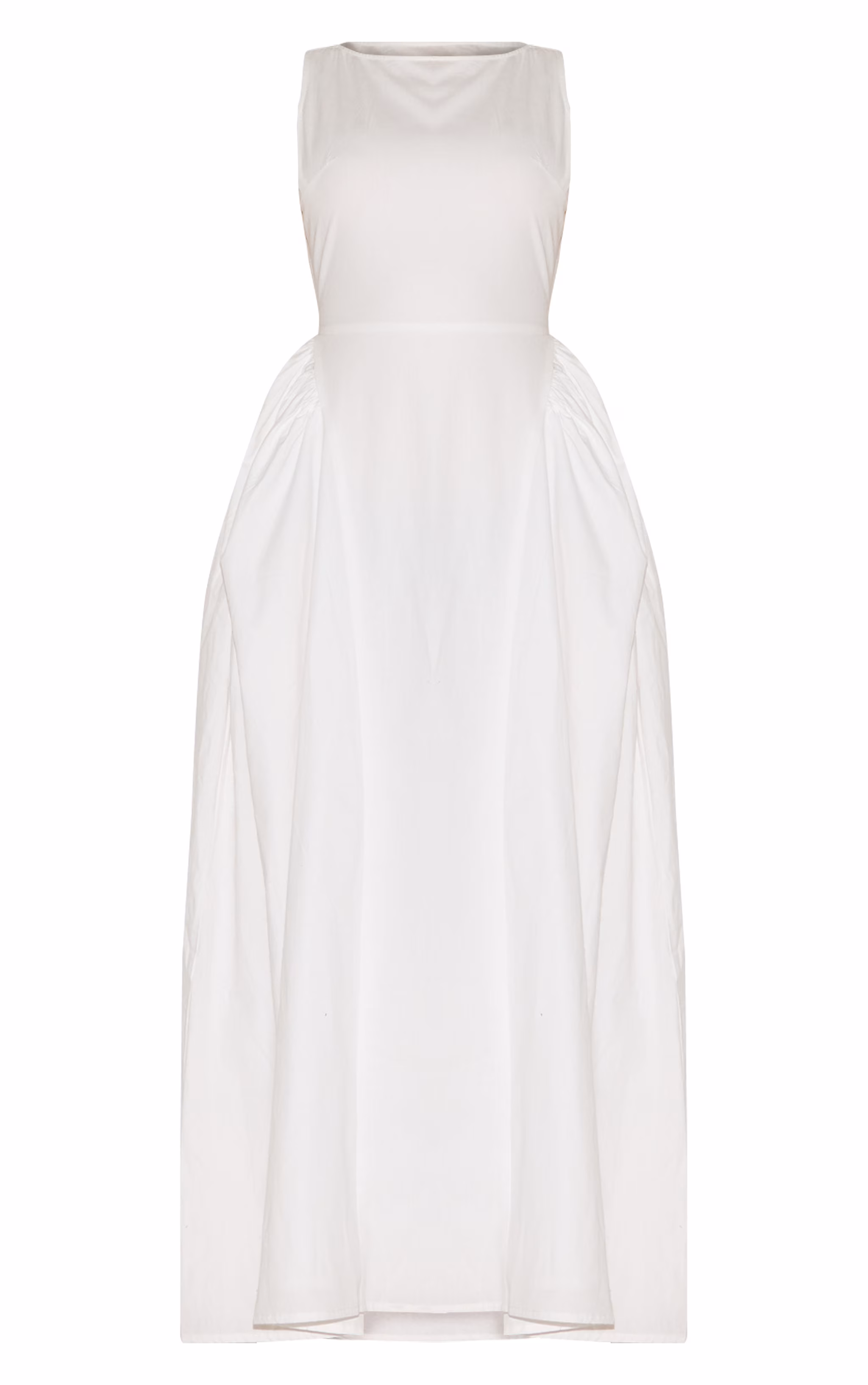 White Cotton Boat Neck Maxi Dress